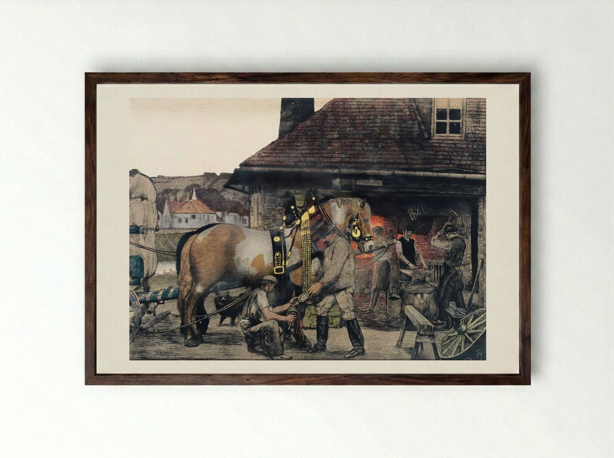 The Farrier - Max Kurzweil - Framed Print Dark Wood
