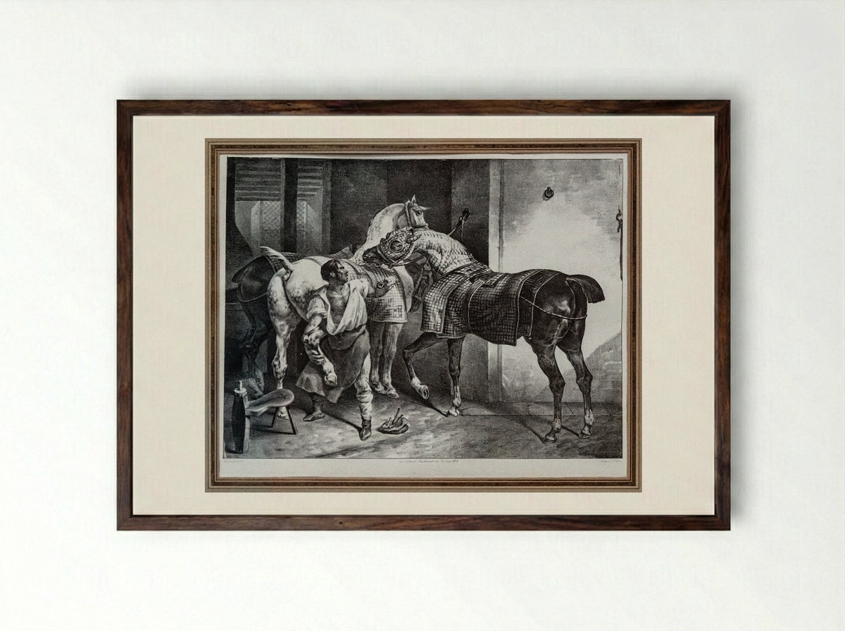 The Farrier - François Jean Villain - Framed Print Dark Wood