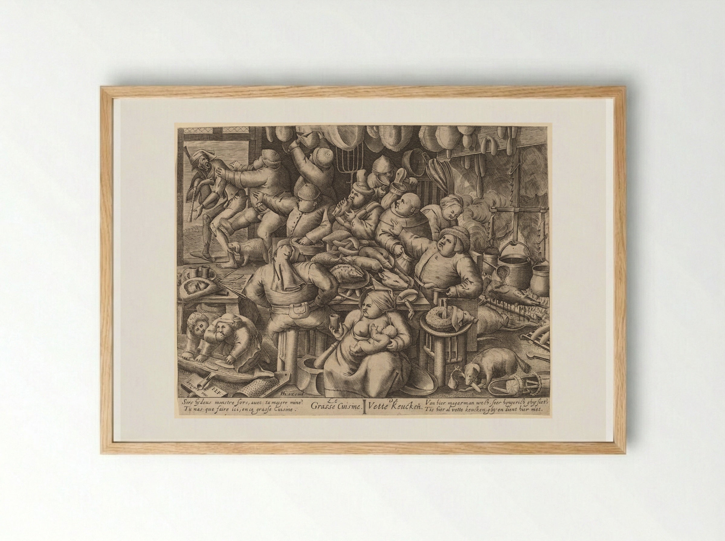 The Fat Kitchen - Pieter Bruegel the Elder - Framed Print Wood