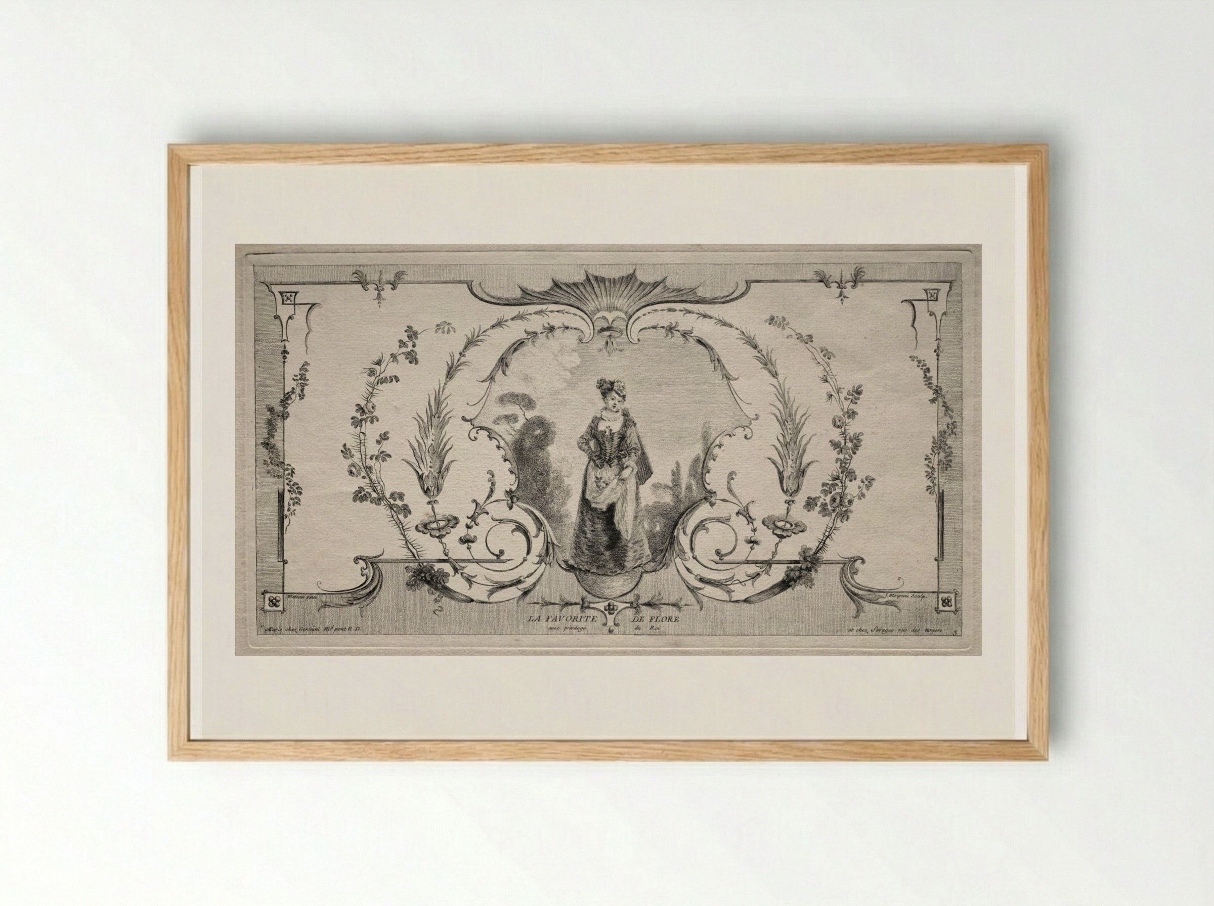 The Favorite of Flora, Arabesque - Jean Moyreau - Framed Print Wood
