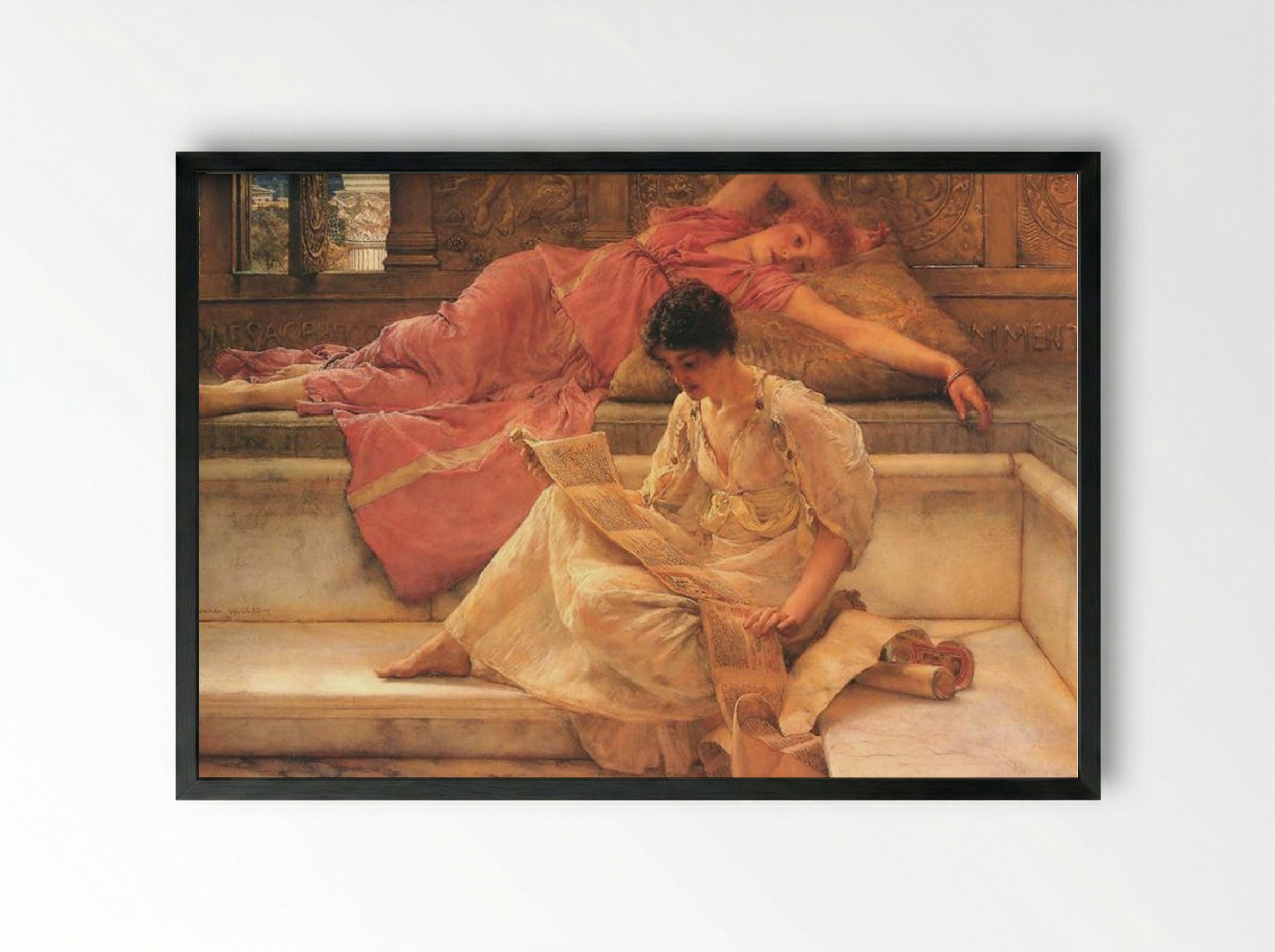 The Favourite Poet - Sir Lawrence Alma-Tadema - Framed Print Black