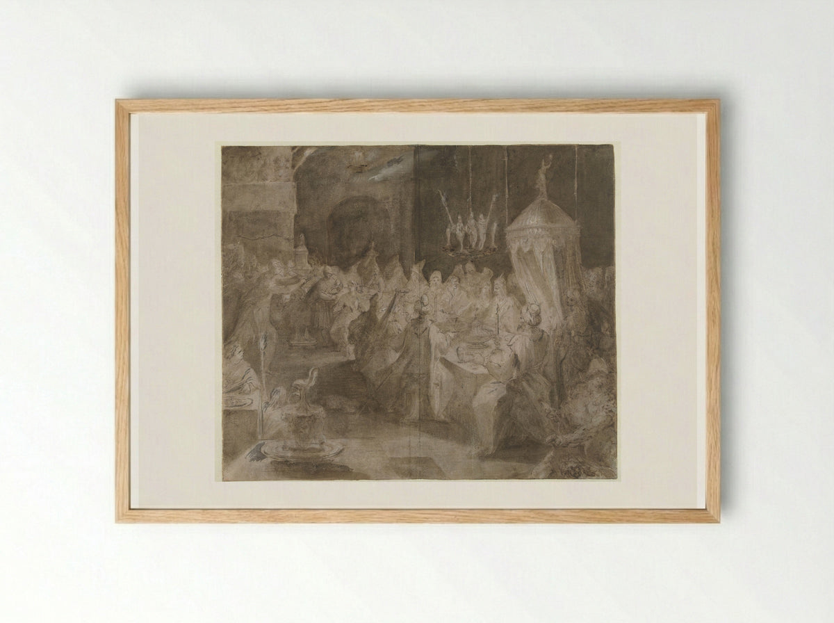 The Feast of Belshazzar - Jan Harmensz. Muller - Framed Print Wood