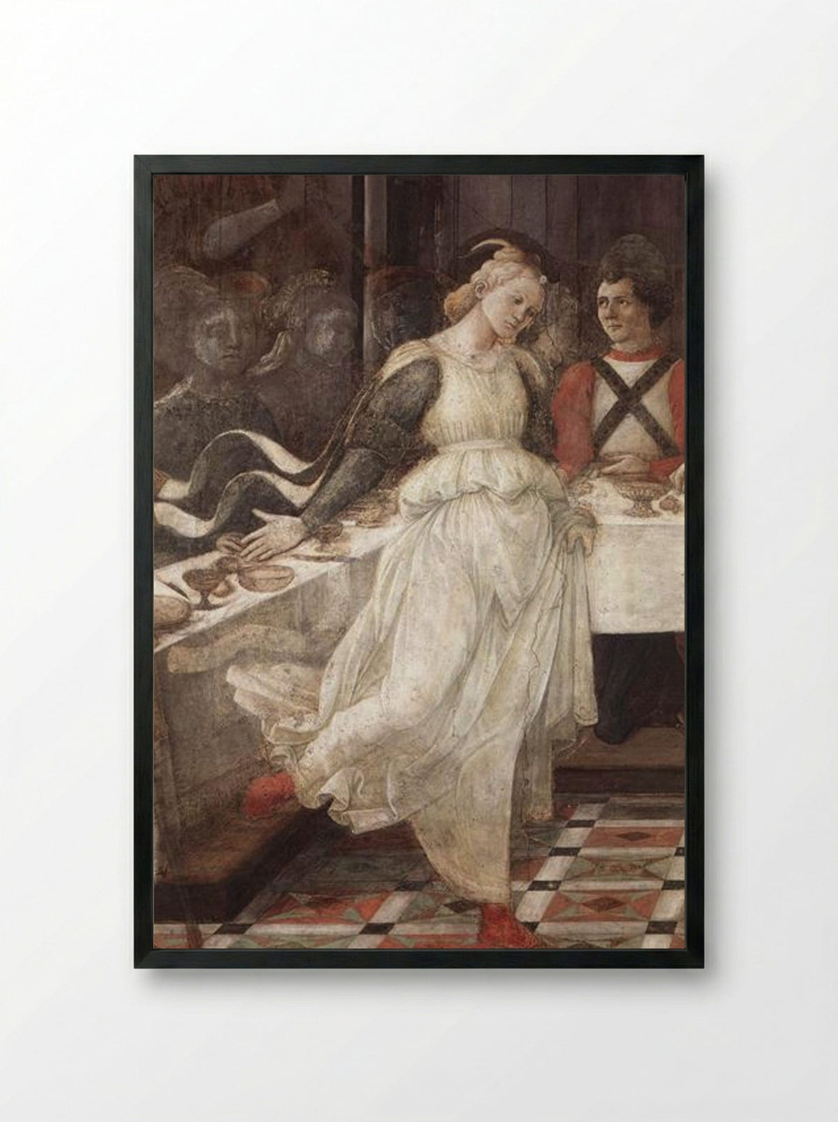 The Feast of Herod: Salome's Dance (detail) - Filippo Lippi - Framed Print Black