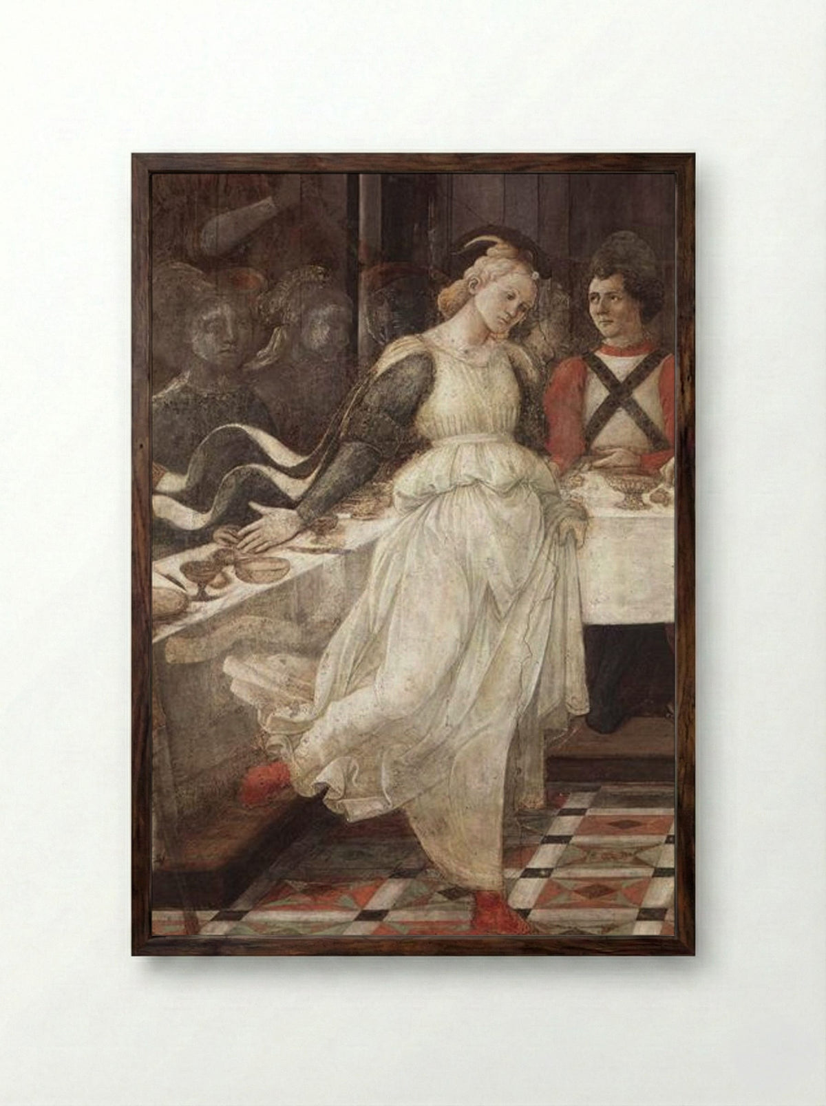 The Feast of Herod: Salome's Dance (detail) - Filippo Lippi - Framed Print Dark Wood