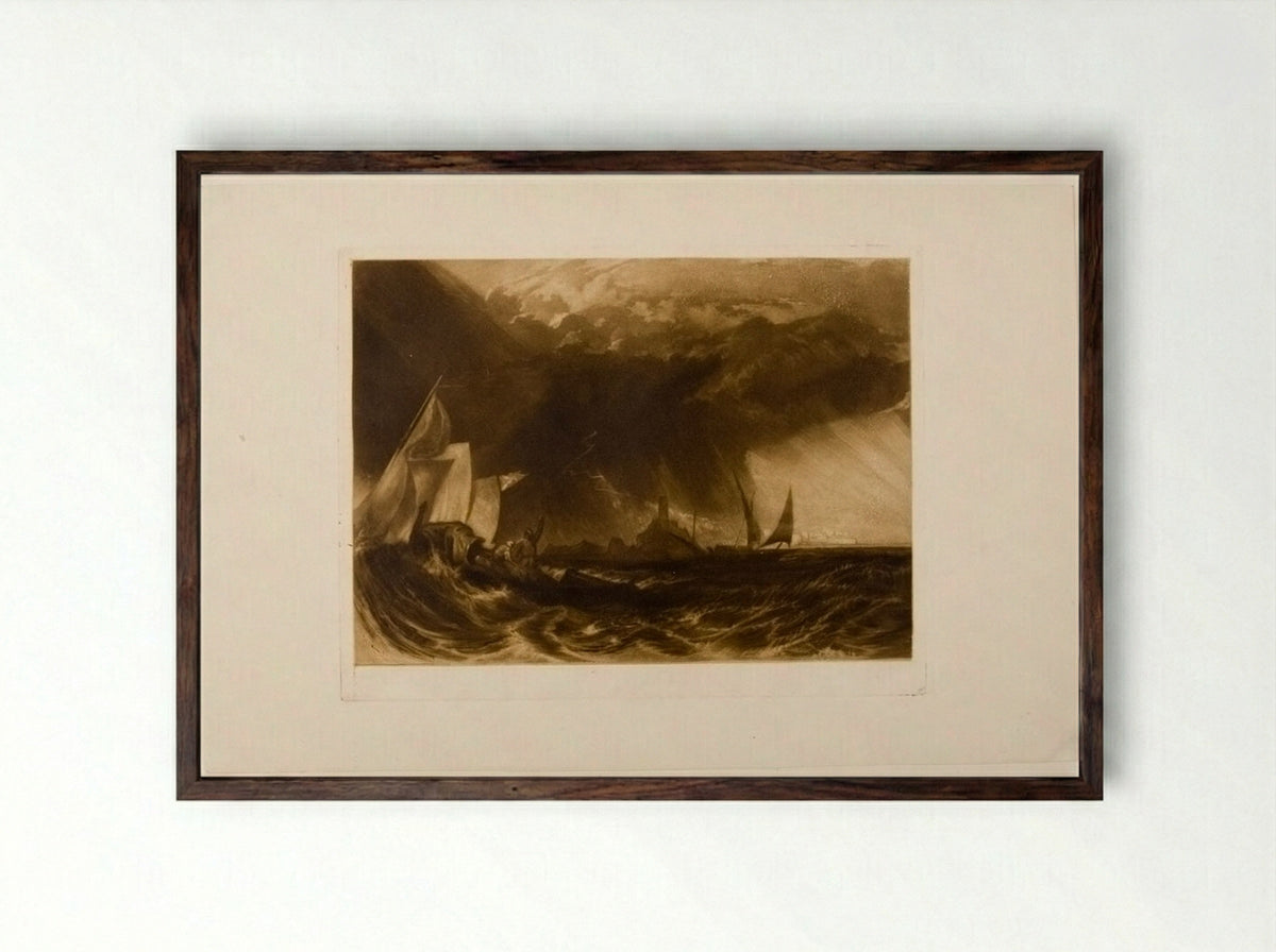 The Felucca - Henry Edward Dawe - Framed Print Dark Wood