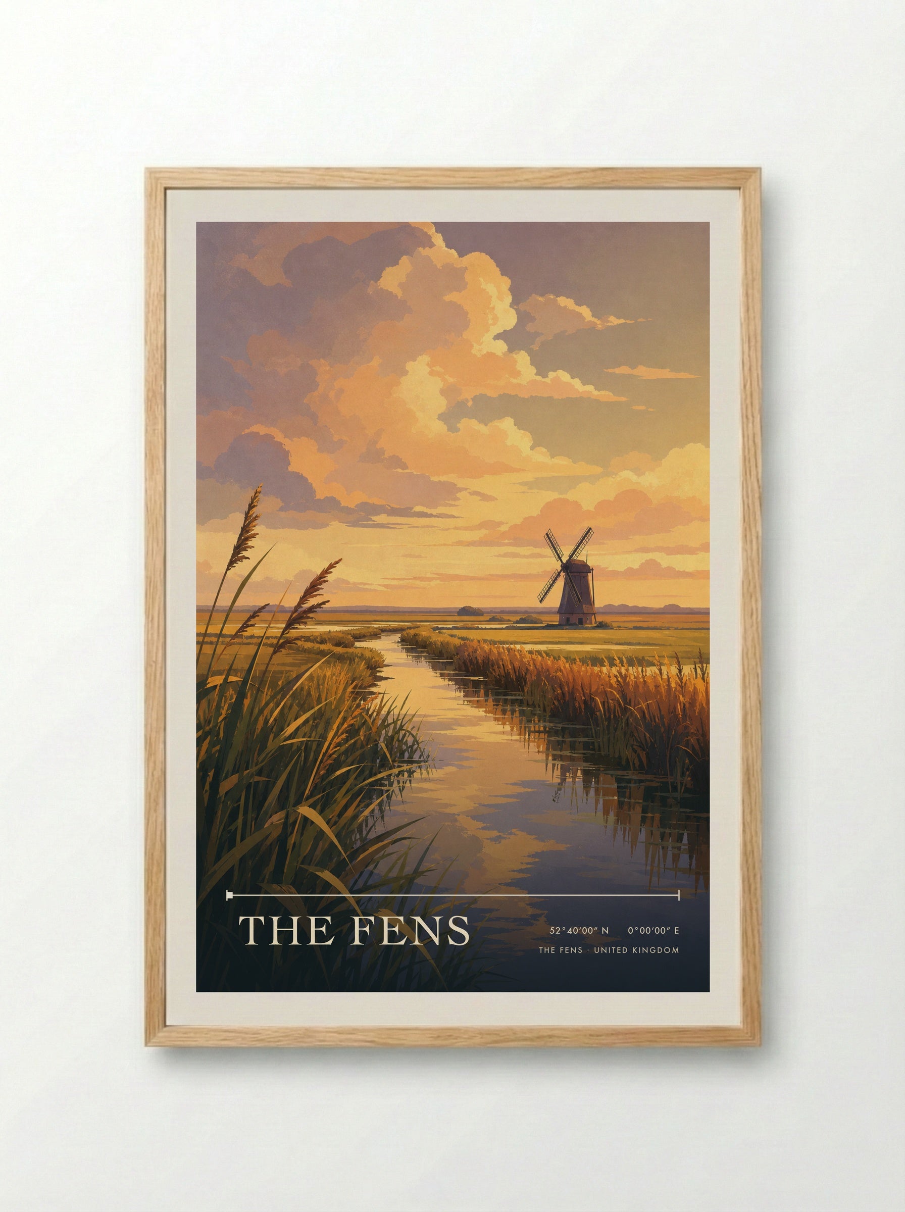 The Fens United Kingdom Travel Poster - Framed Print Wood
