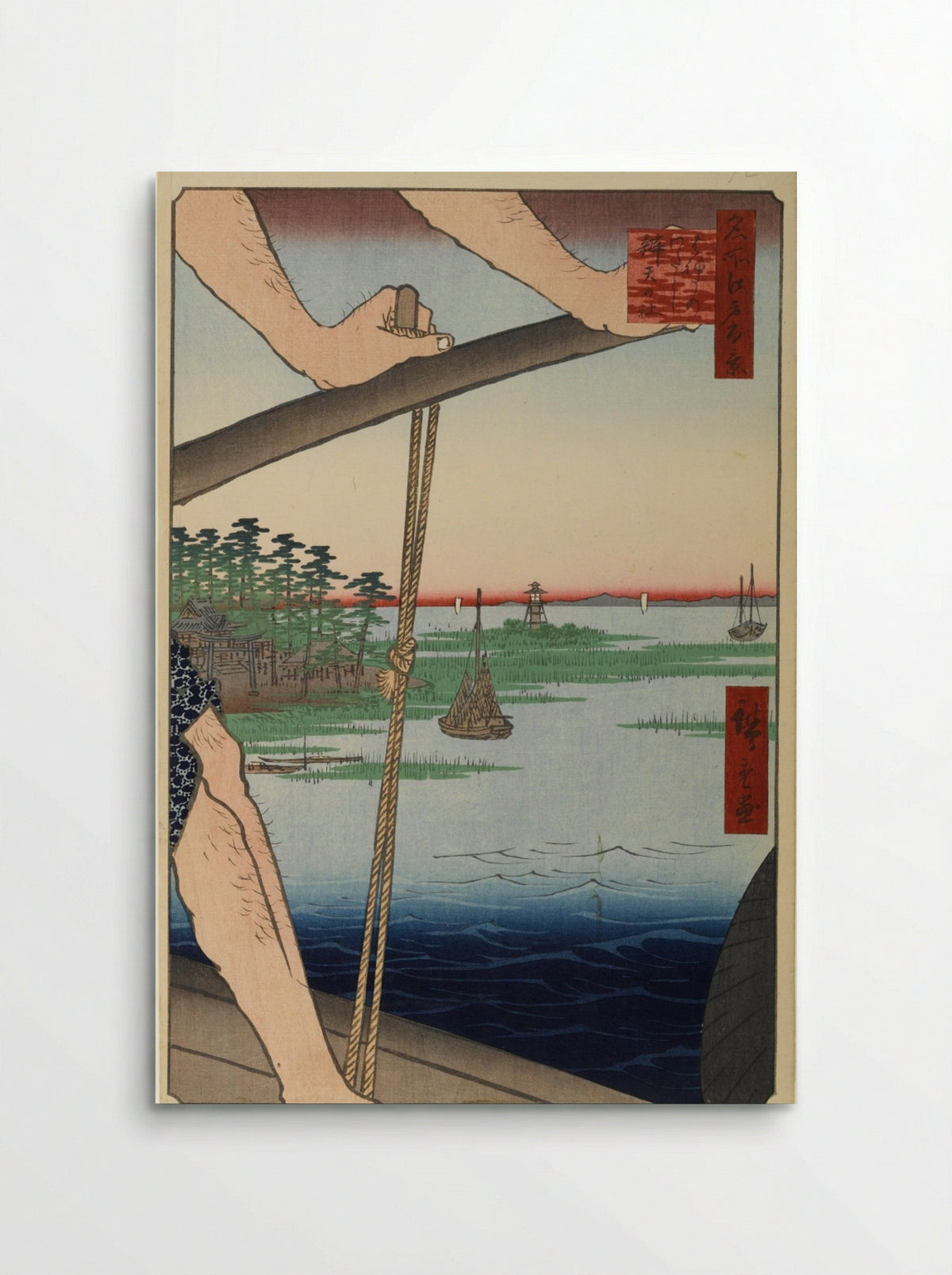 The Ferry at Haneda and the Benten Shrine - Utagawa Hiroshige - Poster