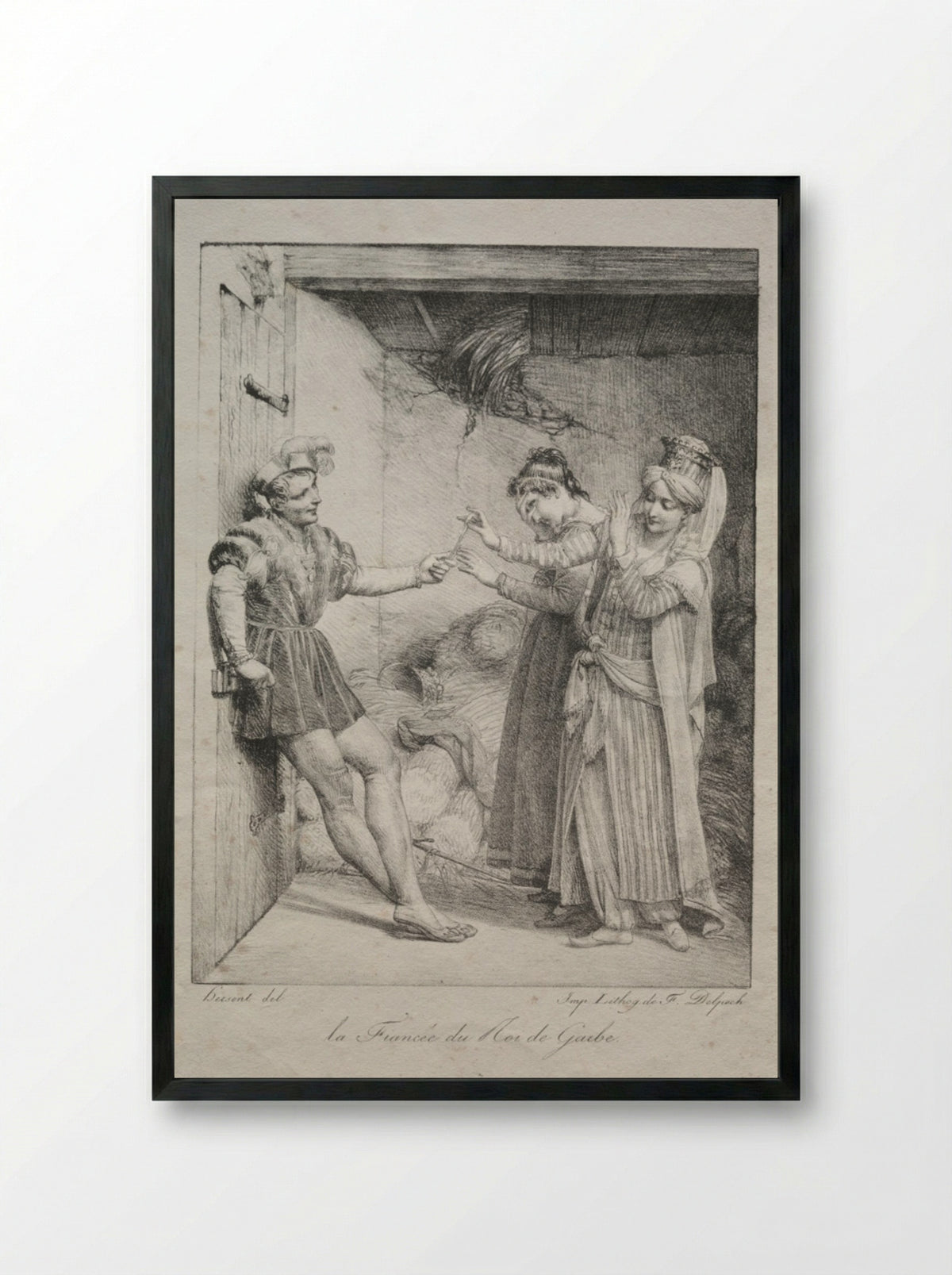 The Fiancée of the King of Garbe - Louis Hersent - Framed Print Black