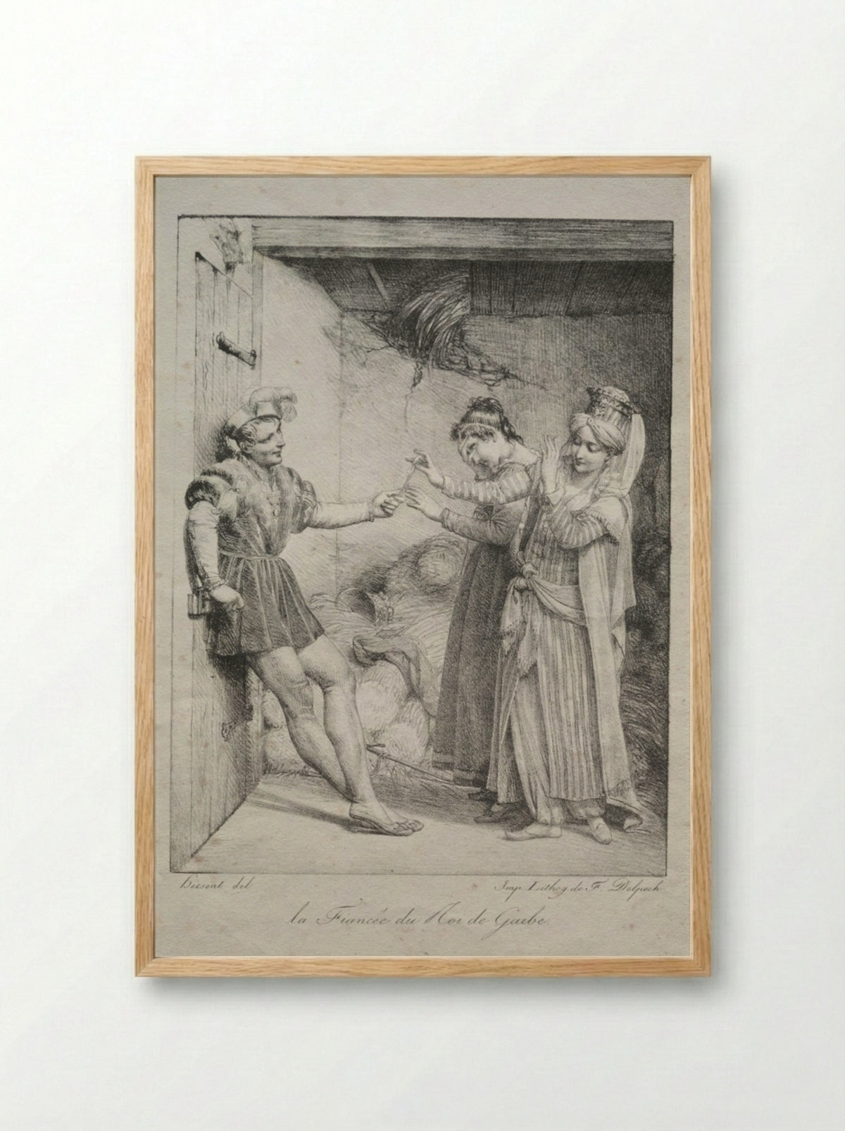The Fiancée of the King of Garbe - Louis Hersent - Framed Print Wood