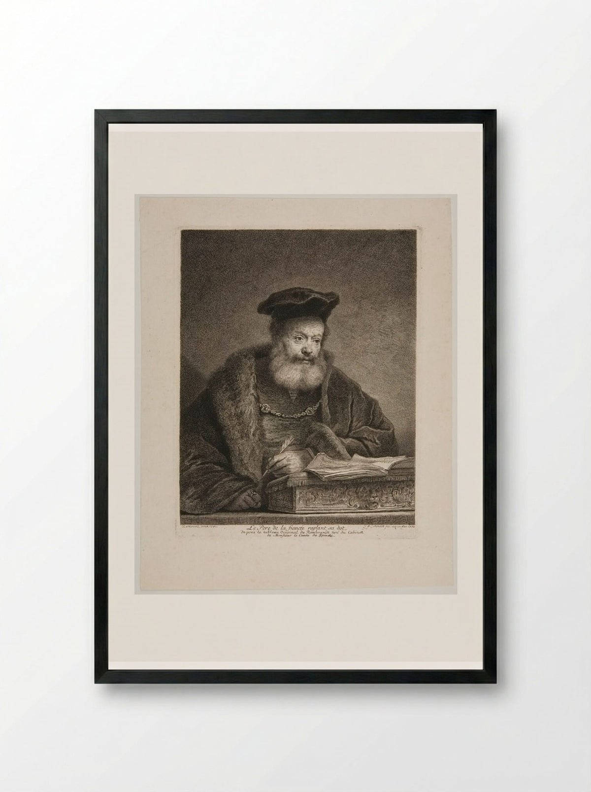 The Fiancée's Father Arranging Her Dowry - Georg Friedrich Schmidt - Framed Print Black