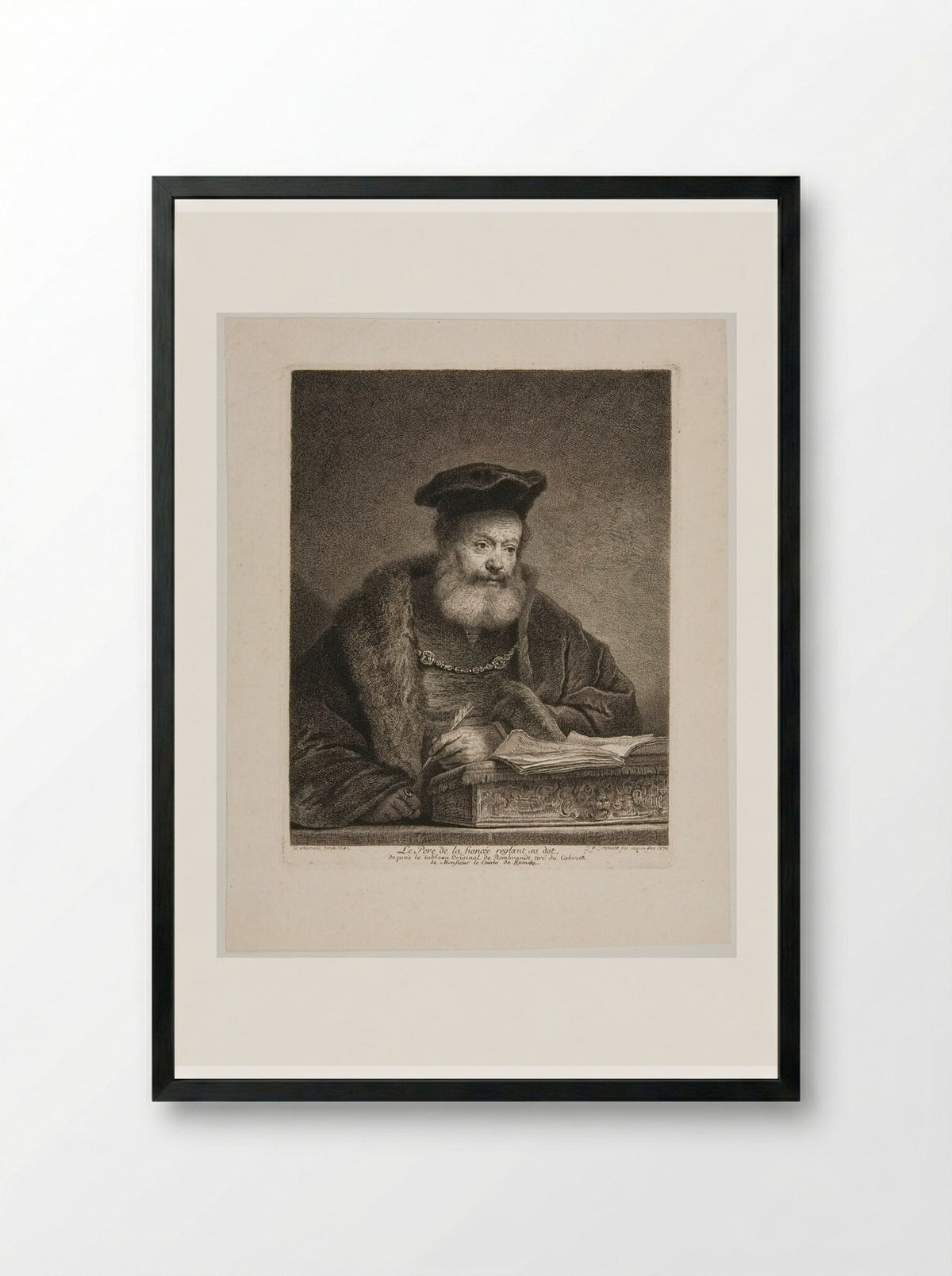 The Fiancée's Father Arranging Her Dowry - Georg Friedrich Schmidt - Framed Print Black