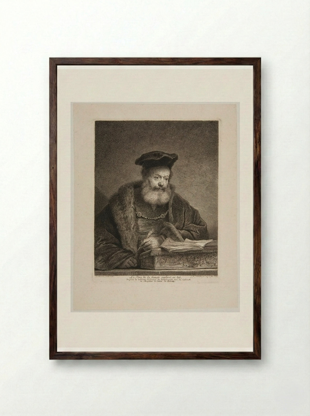 The Fiancée's Father Arranging Her Dowry - Georg Friedrich Schmidt - Framed Print Dark Wood