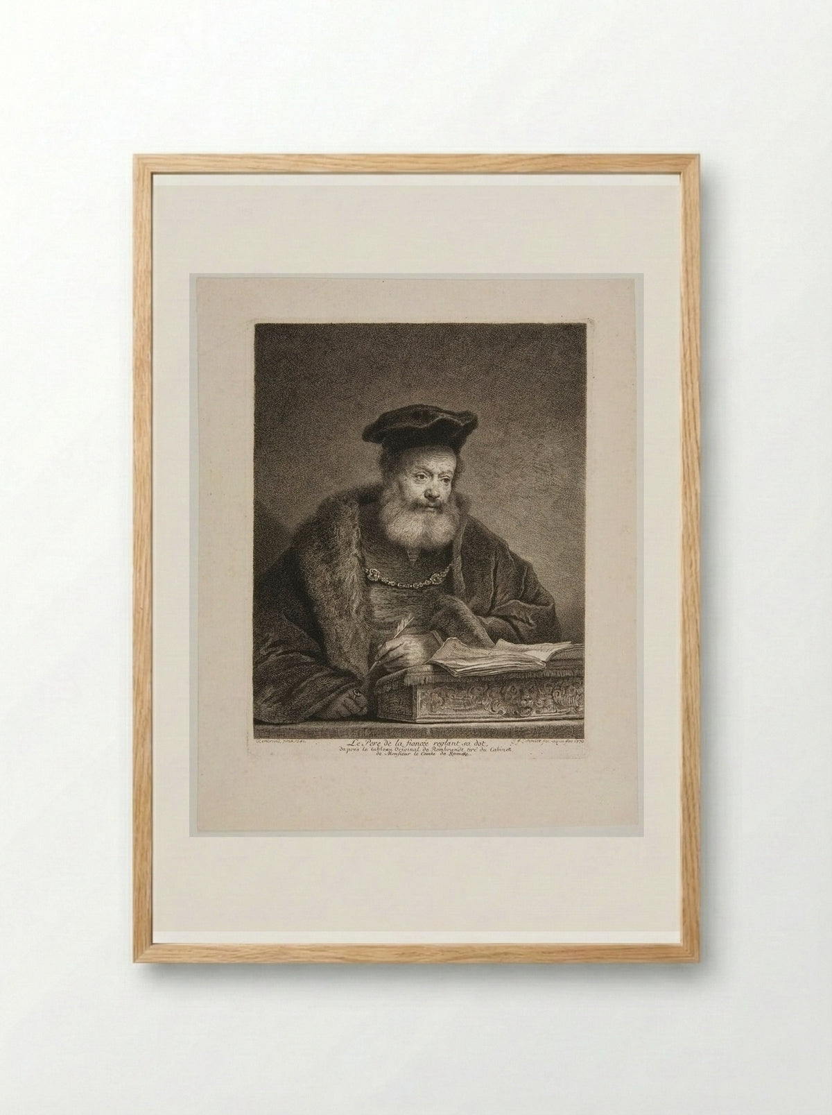 The Fiancée's Father Arranging Her Dowry - Georg Friedrich Schmidt - Framed Print Wood