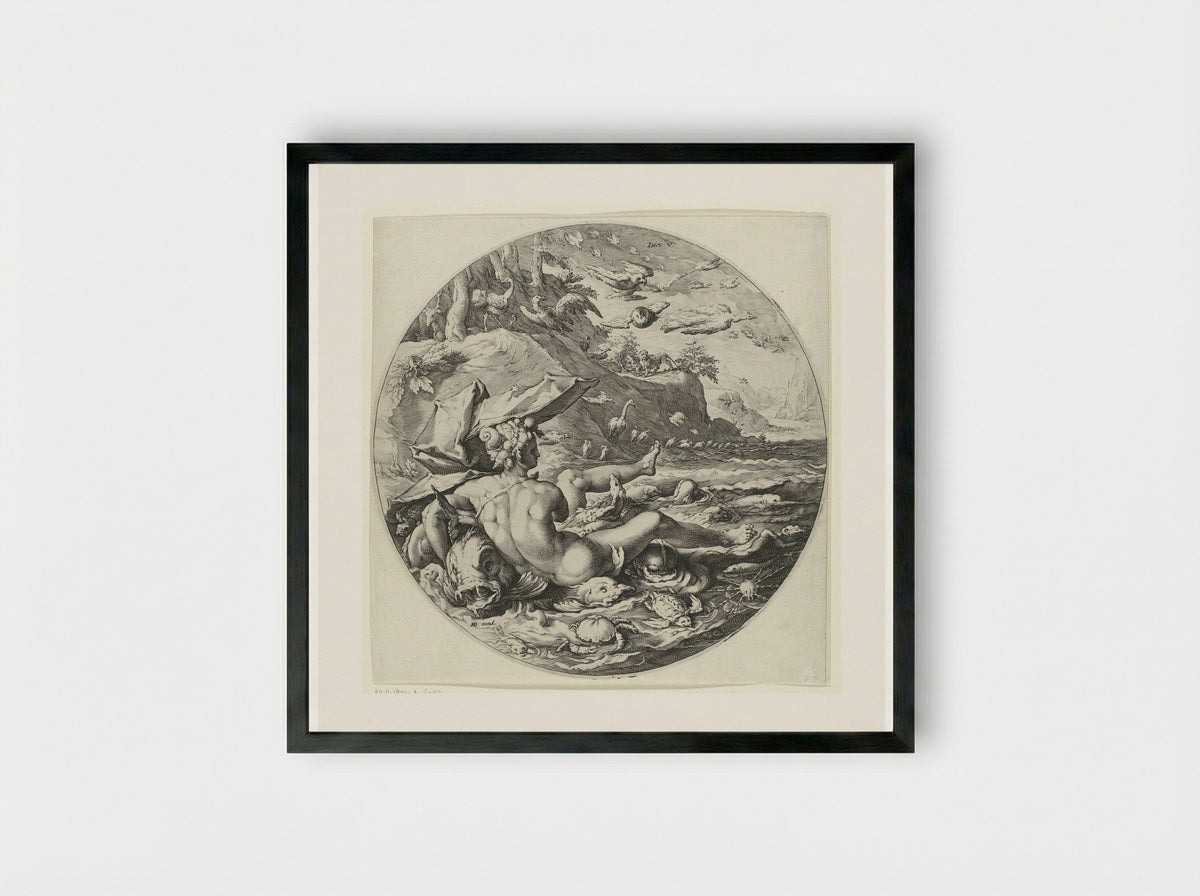 The Fifth Day of Creation: The Creation of Animals - Jan Harmensz. Muller - Framed Print Black