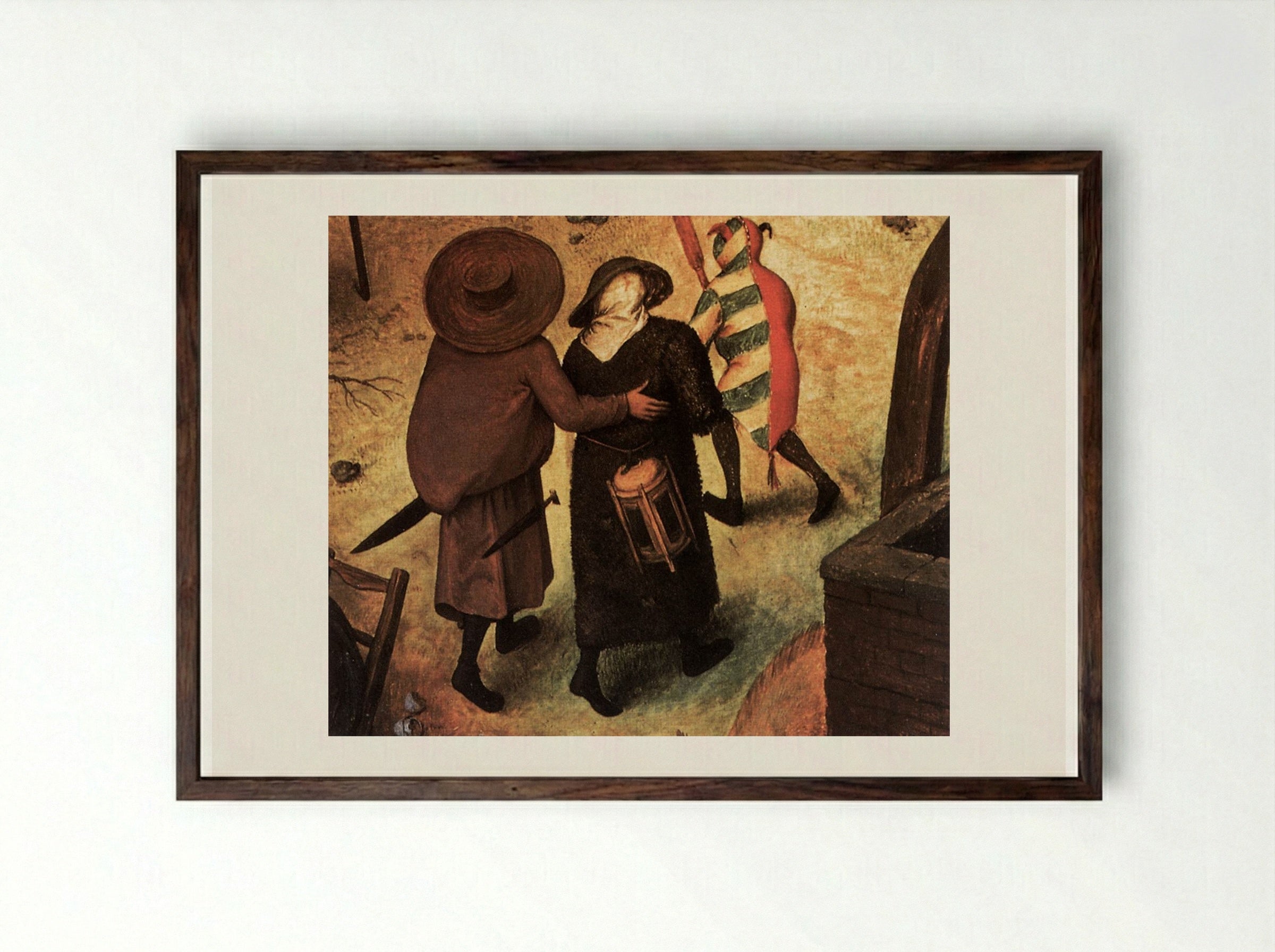 The Fight between Carnival and Lent - Pieter Bruegel the Elder - Framed Print Dark Wood