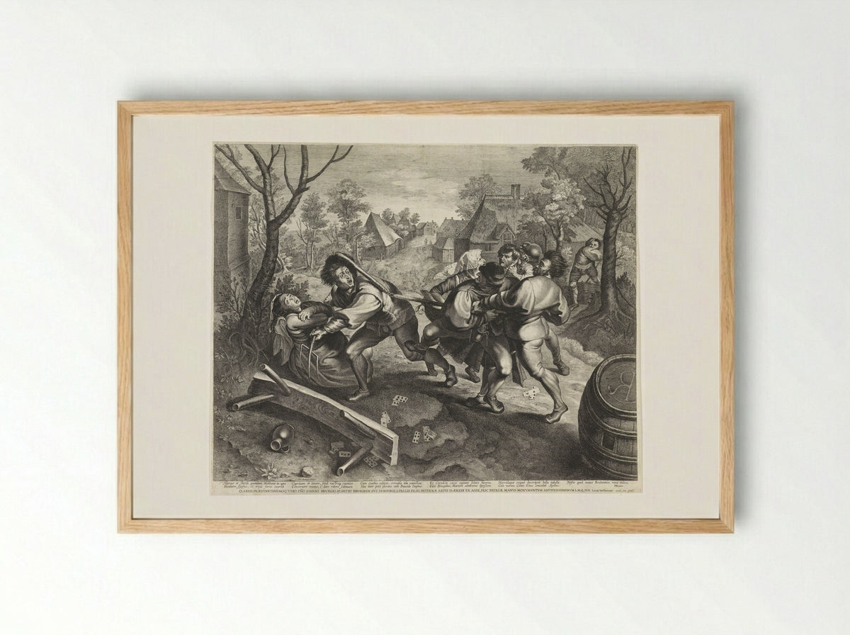The Fight of the Peasants - Lucas Vorsterman II - Framed Print Wood
