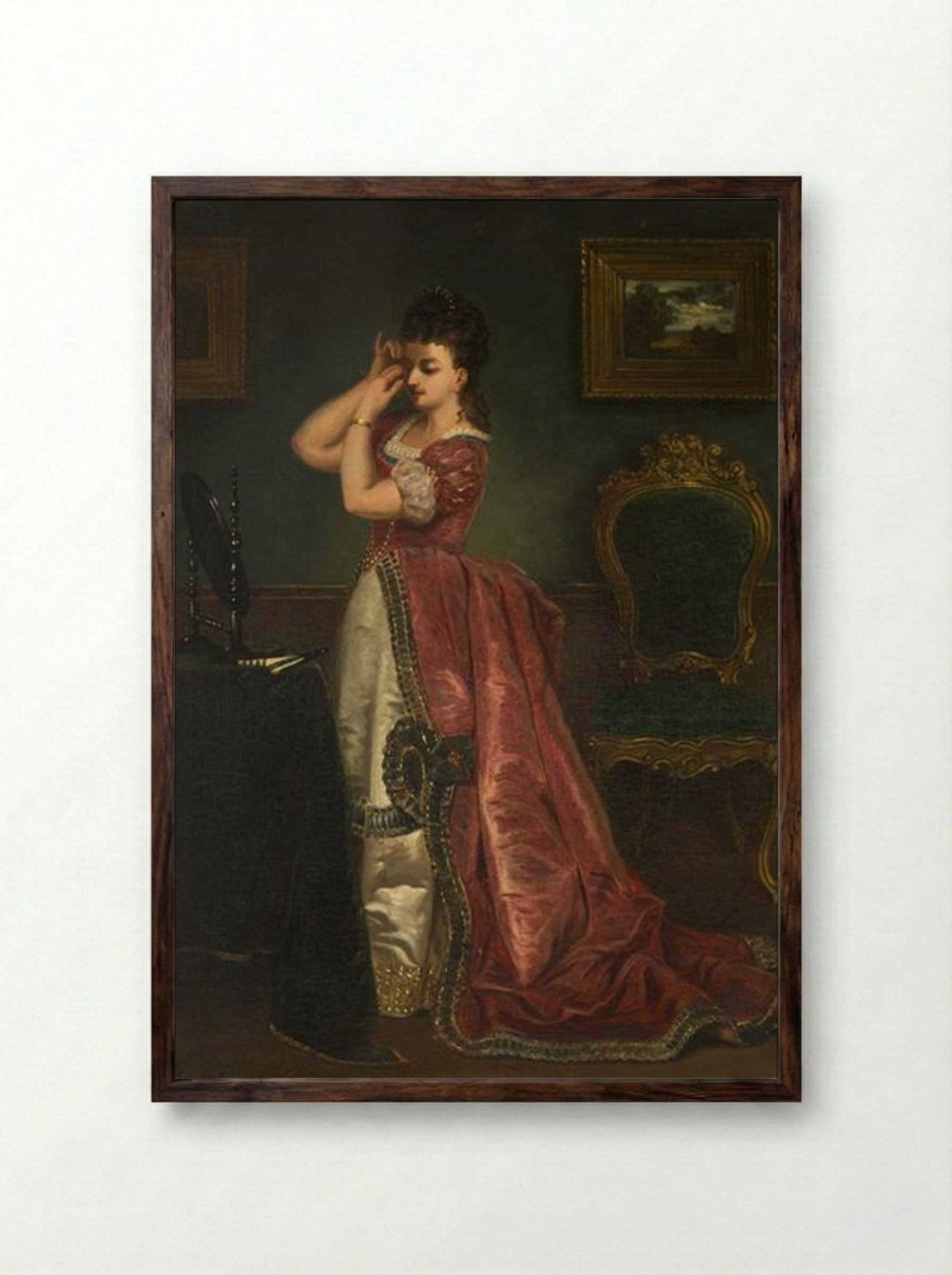 The Final Look - Alfred Stevens - Framed Print Dark Wood