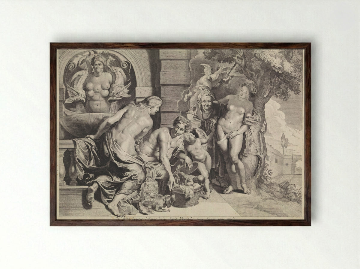 The Finding of Erichthonius - Peter Paul Rubens - Framed Print Dark Wood