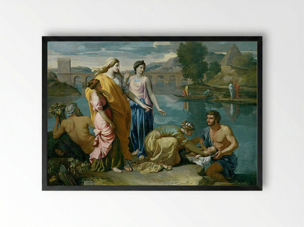The Finding of Moses - Nicolas Poussin - Framed Print Black