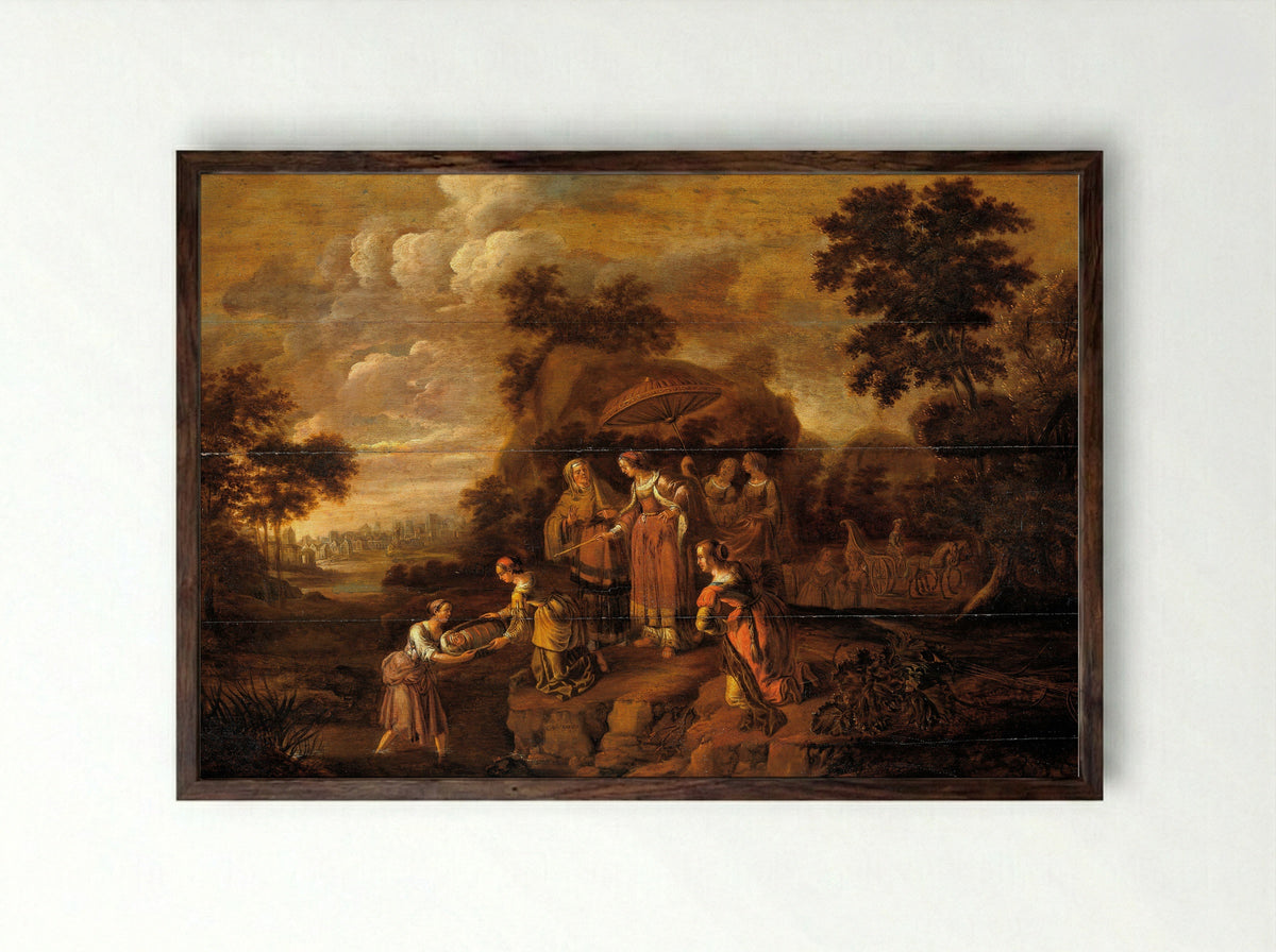 The Finding of Moses - Guilliam du Gardijn - Framed Print Dark Wood