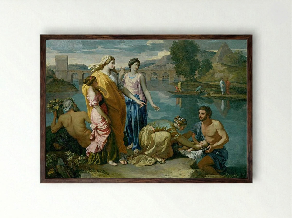 The Finding of Moses - Nicolas Poussin - Framed Print Dark Wood