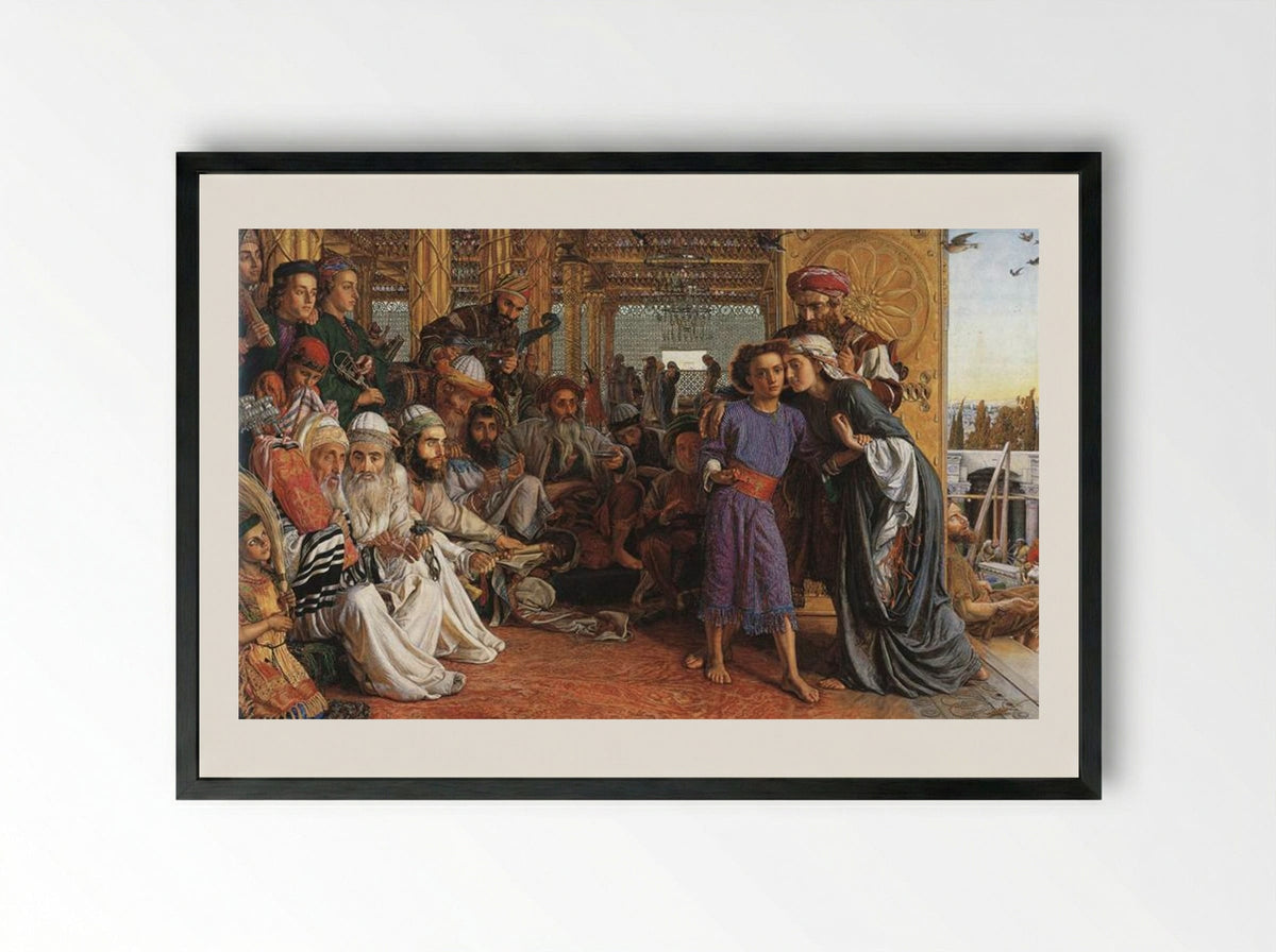 The Finding of the Saviour in the Temple - William Holman Hunt - Framed Print Black