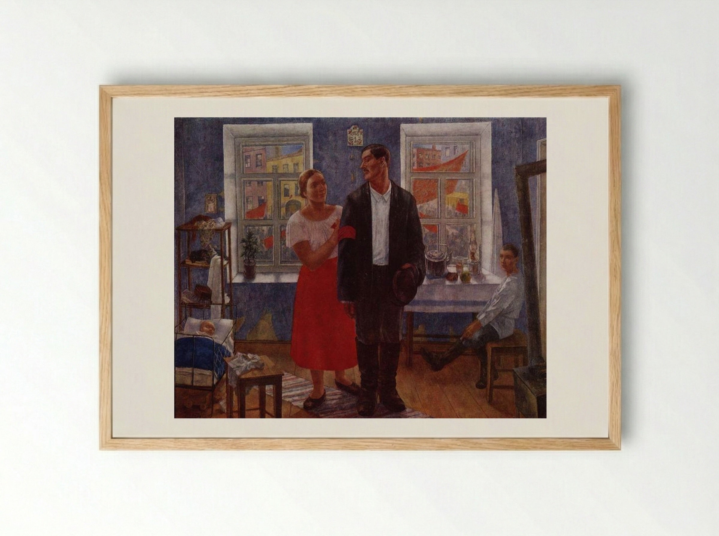The First Demonstration - Kuzma Petrov-Vodkin - Framed Print Wood