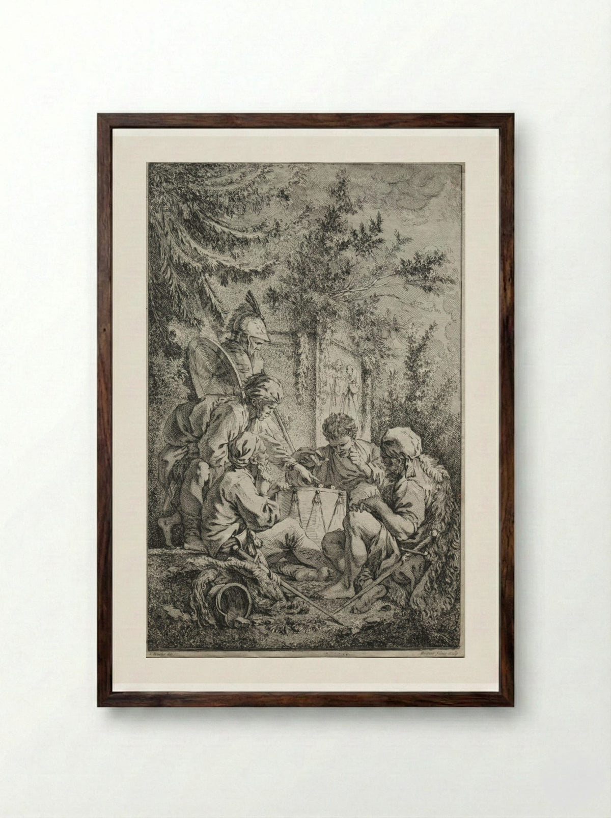 The First Guard - Gabriel Huquier - Framed Print Dark Wood