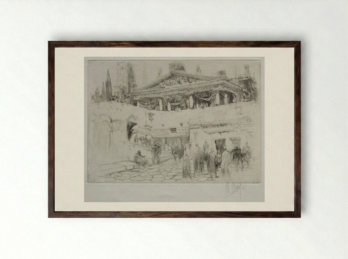 The First Wooden Temple of Jupiter - William Walcot - Framed Print Dark Wood