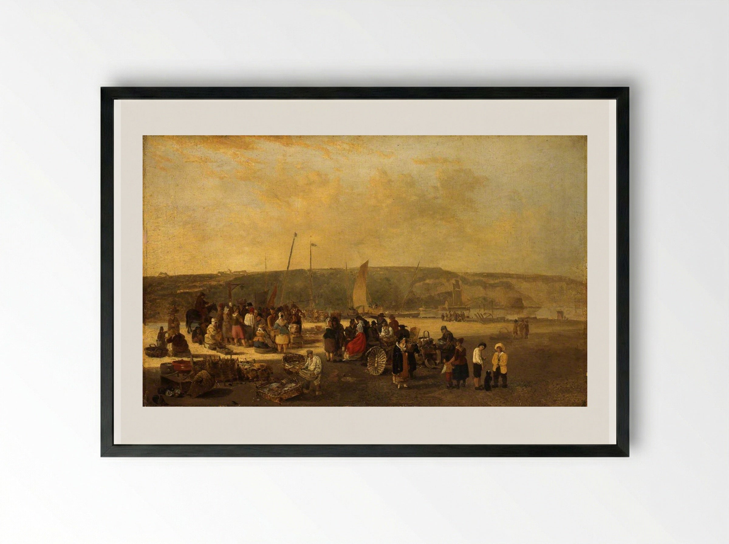 The Fish Market, Boulogne, France - John Crome - Framed Print Black