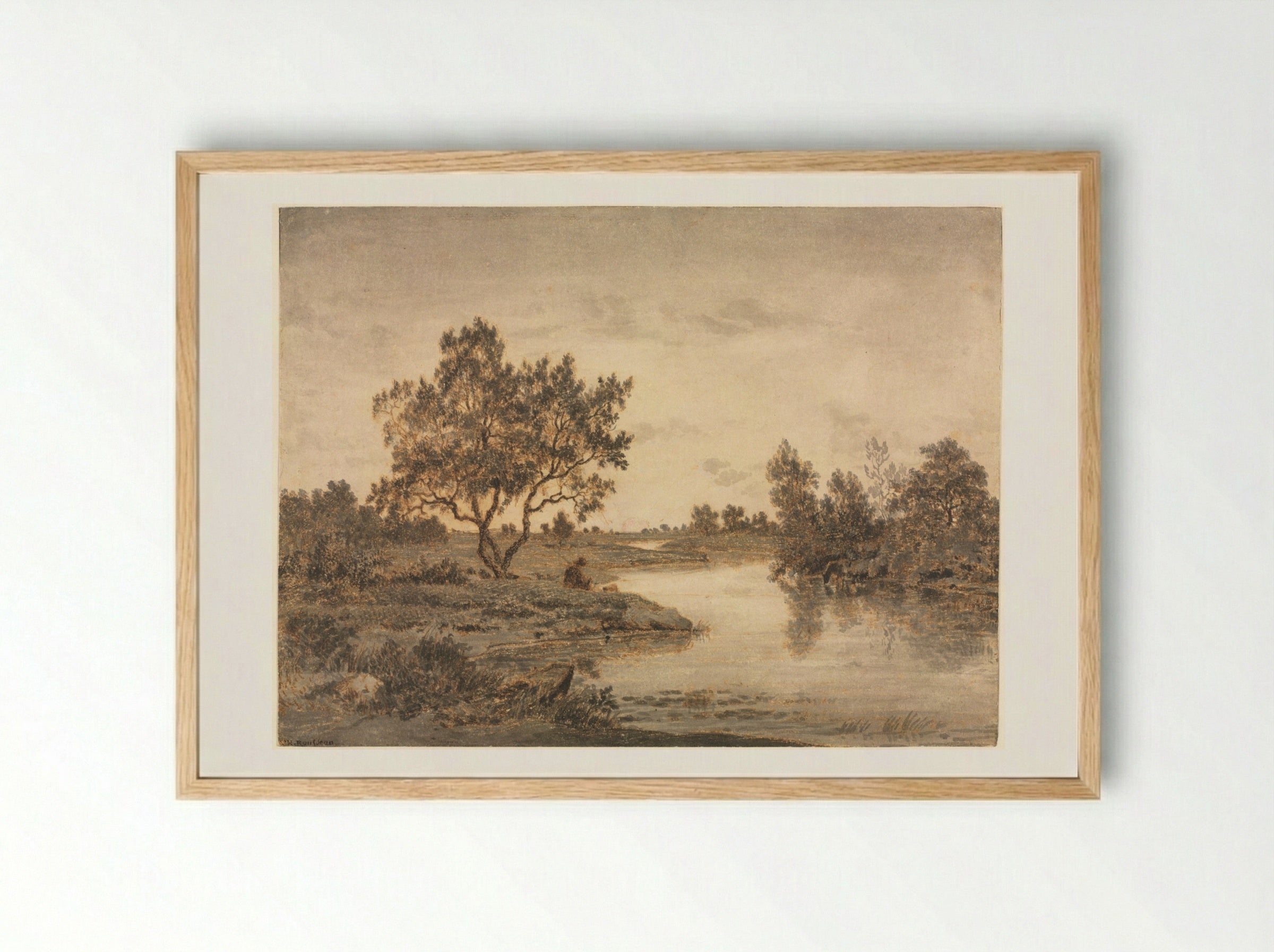 The Fisherman (Le Pêcheur) - Théodore Rousseau - Framed Print Wood