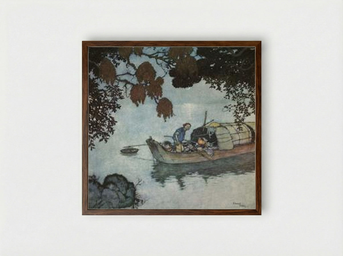 The Fisherman (from The Nightingale) - Edmund Dulac - Framed Print Dark Wood