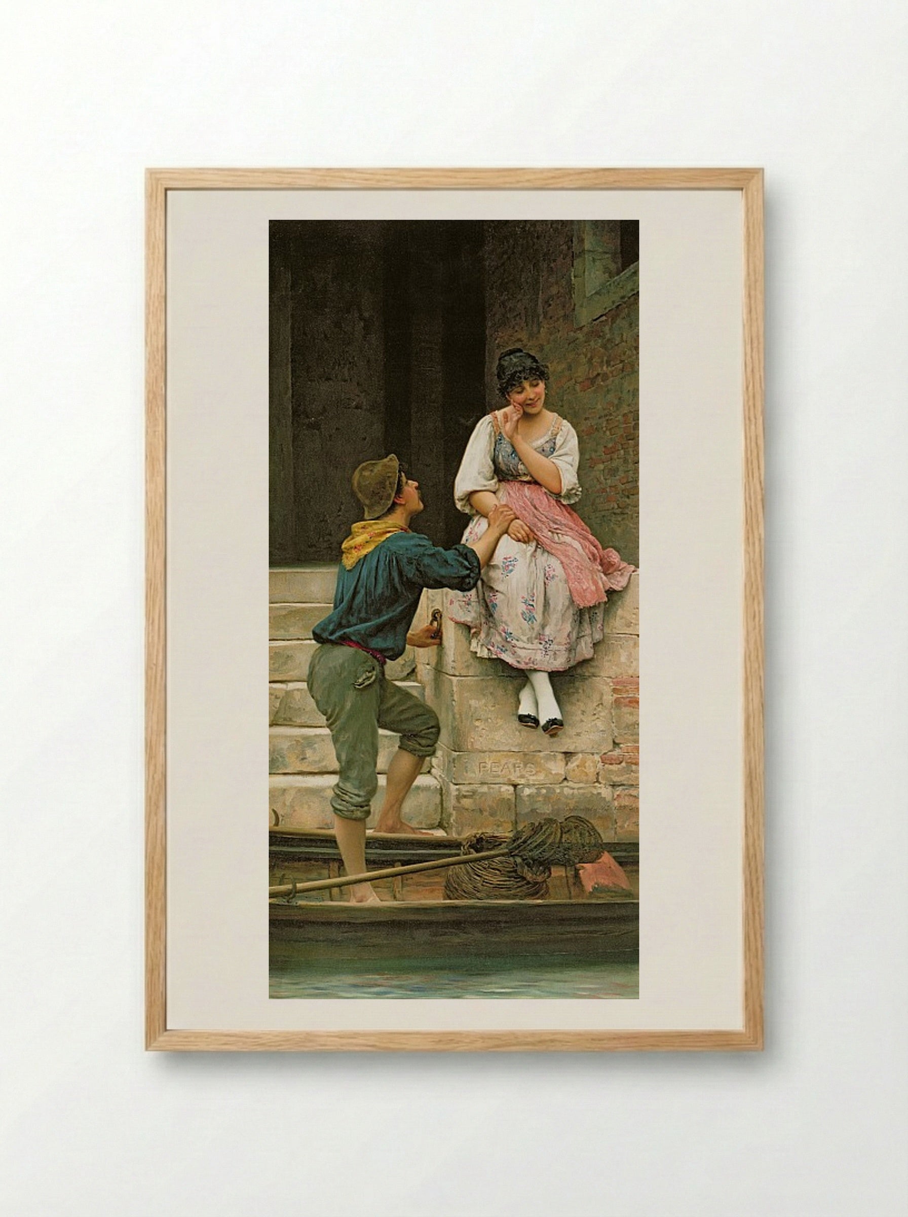 The Fisherman's Wooing - Eugene de Blaas - Framed Print Wood