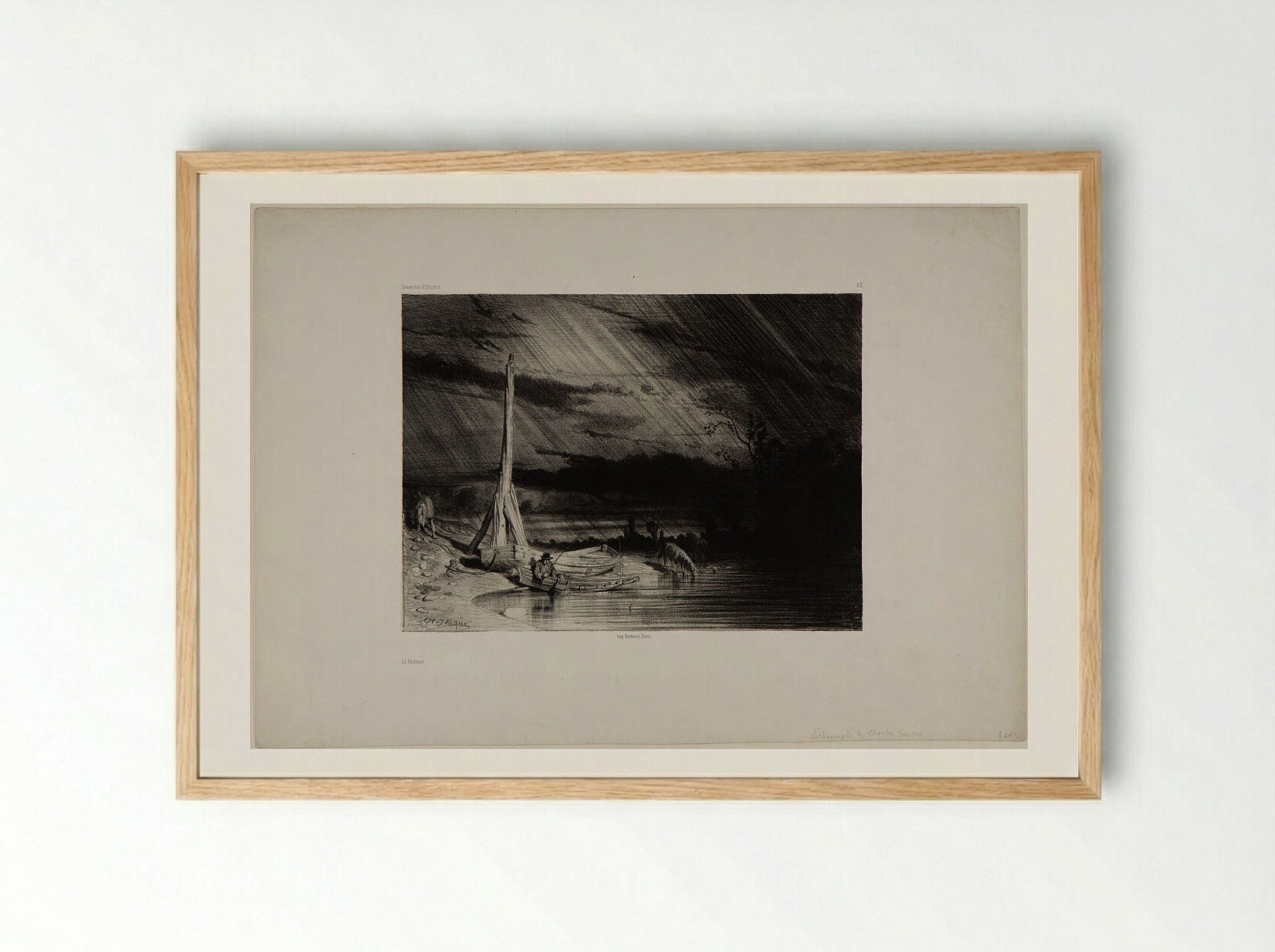 The Fisherman - Charles-Émile Jacque - Framed Print Wood