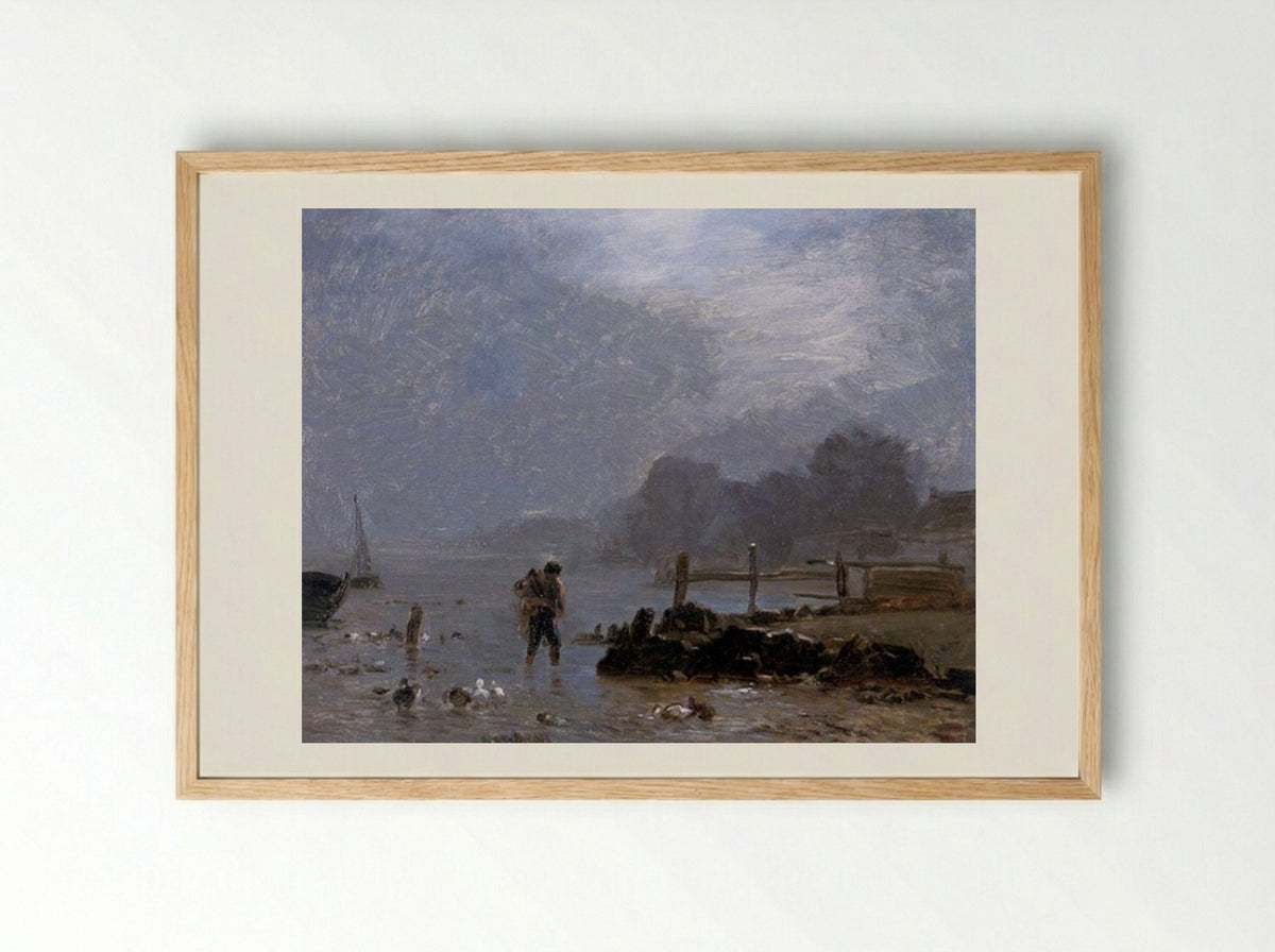 The Fisherman - Constant Troyon - Framed Print Wood