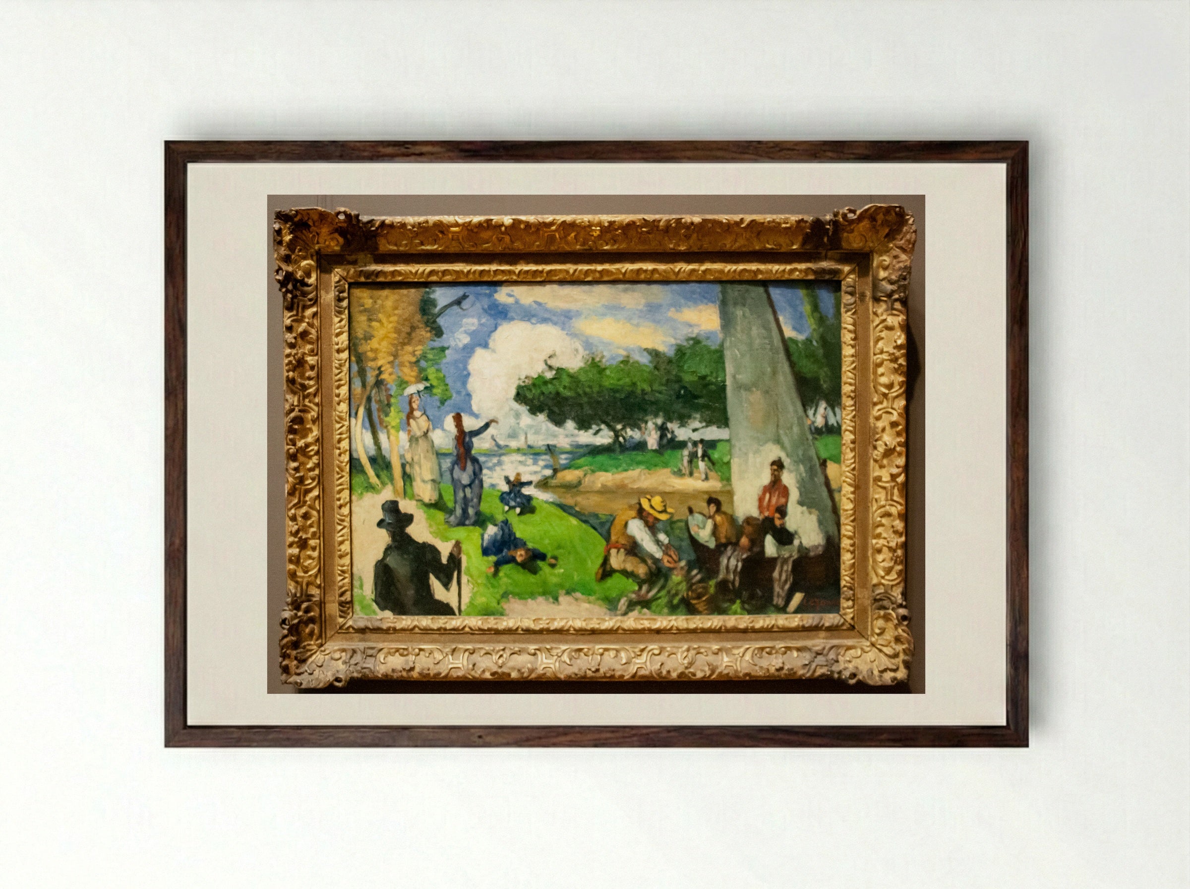 The Fishermen (Fantastic Scene) - Paul Cézanne - Framed Print Dark Wood