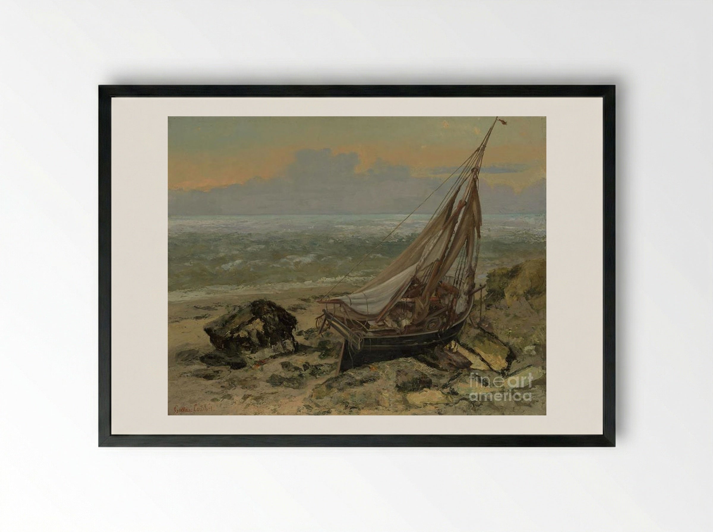 The Fishing Boat - Gustave Courbet - Framed Print Black