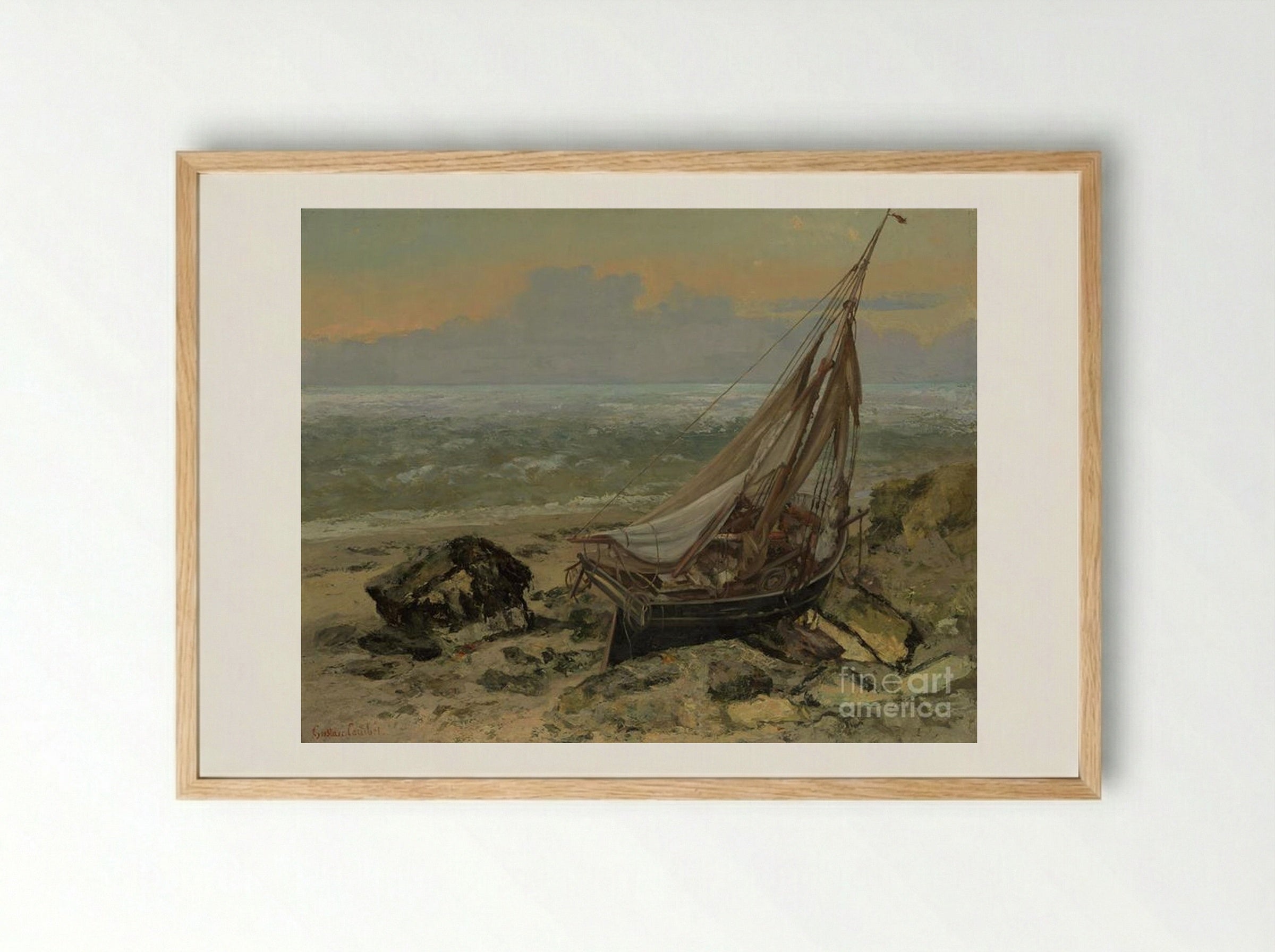The Fishing Boat - Gustave Courbet - Framed Print Wood