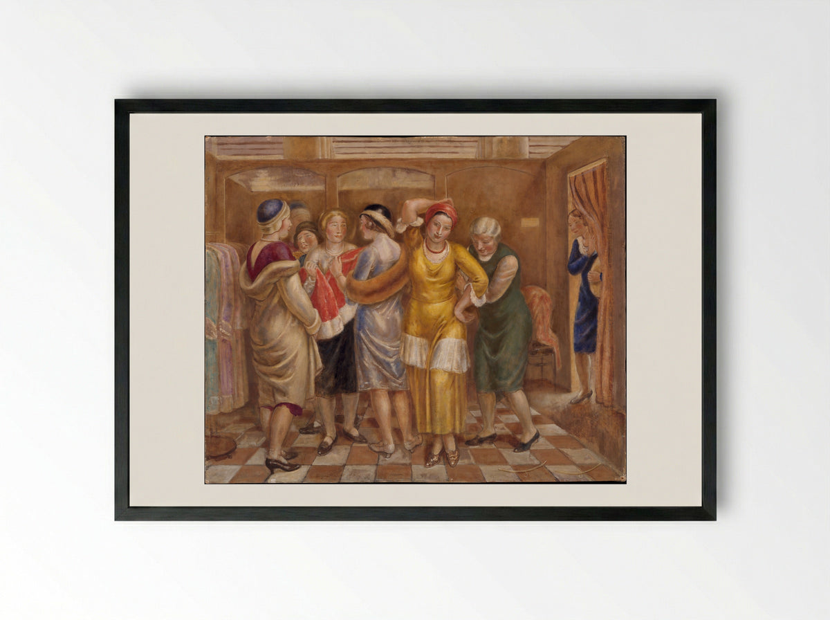 The Fitting Room - Kenneth Hayes Miller - Framed Print Black