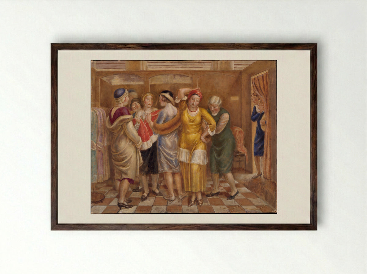 The Fitting Room - Kenneth Hayes Miller - Framed Print Dark Wood