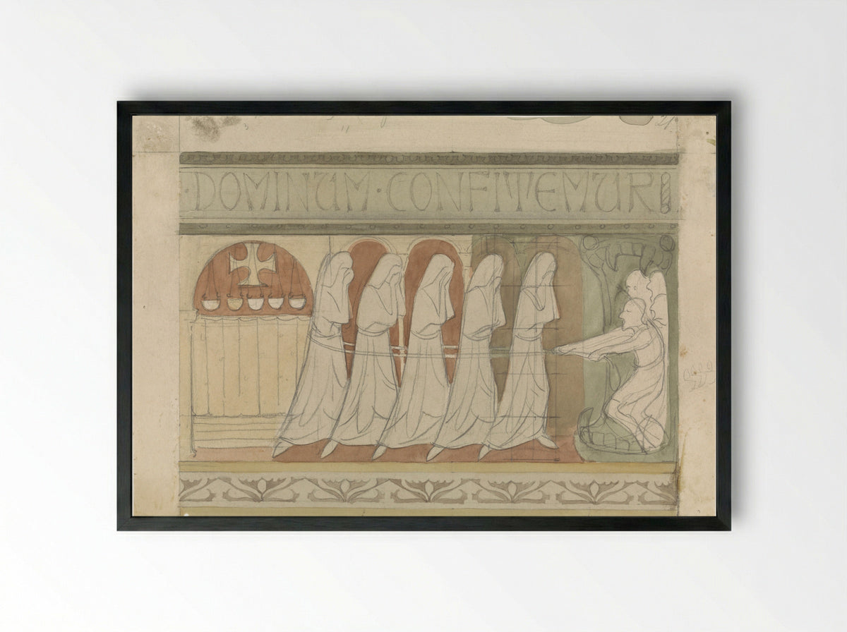 The Five Foolish Virgins Dragged to Hell by the Devil - Antoon Derkinderen - Framed Print Black
