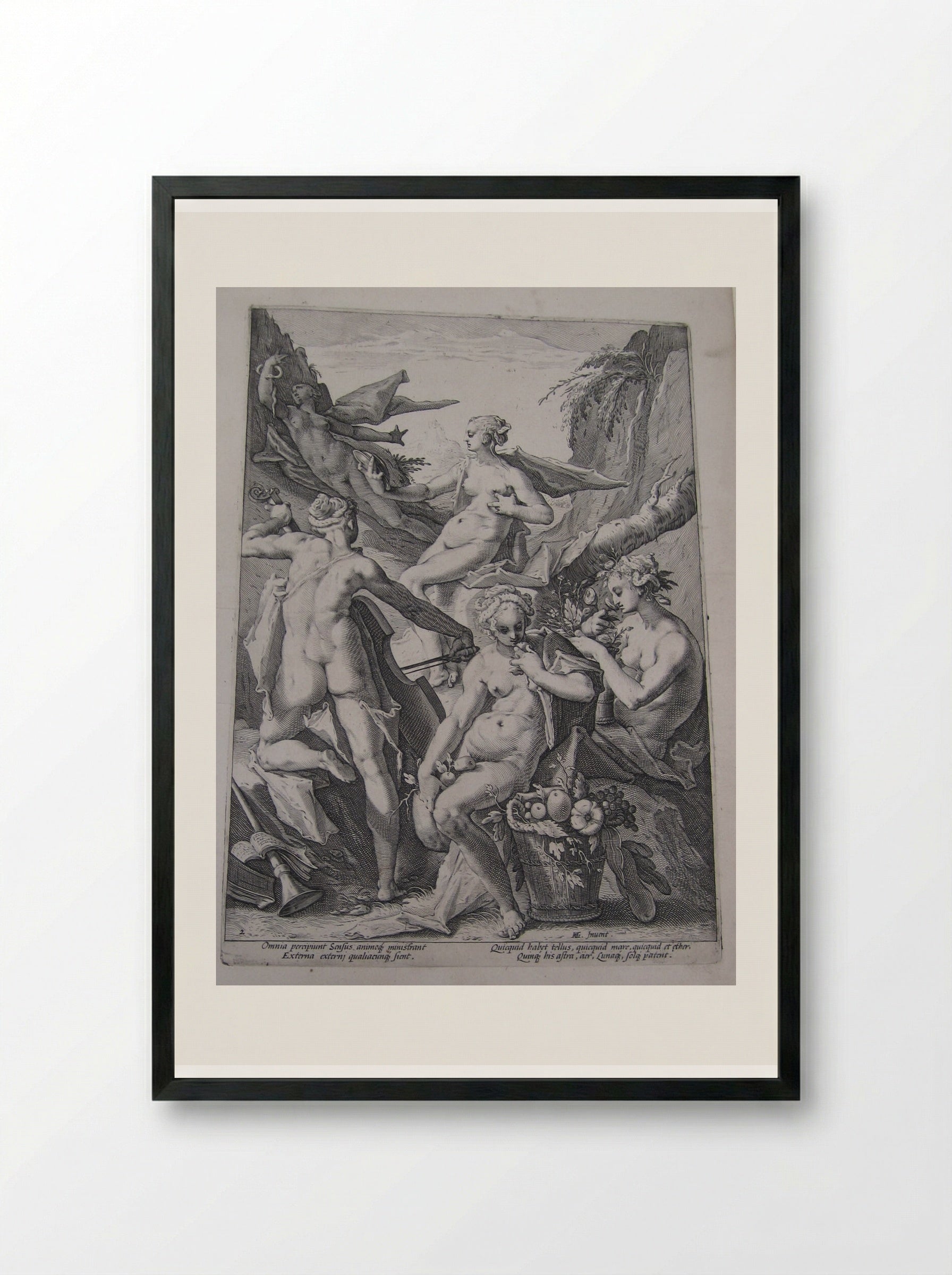 The Five Senses - Jacob Matham - Framed Print Black