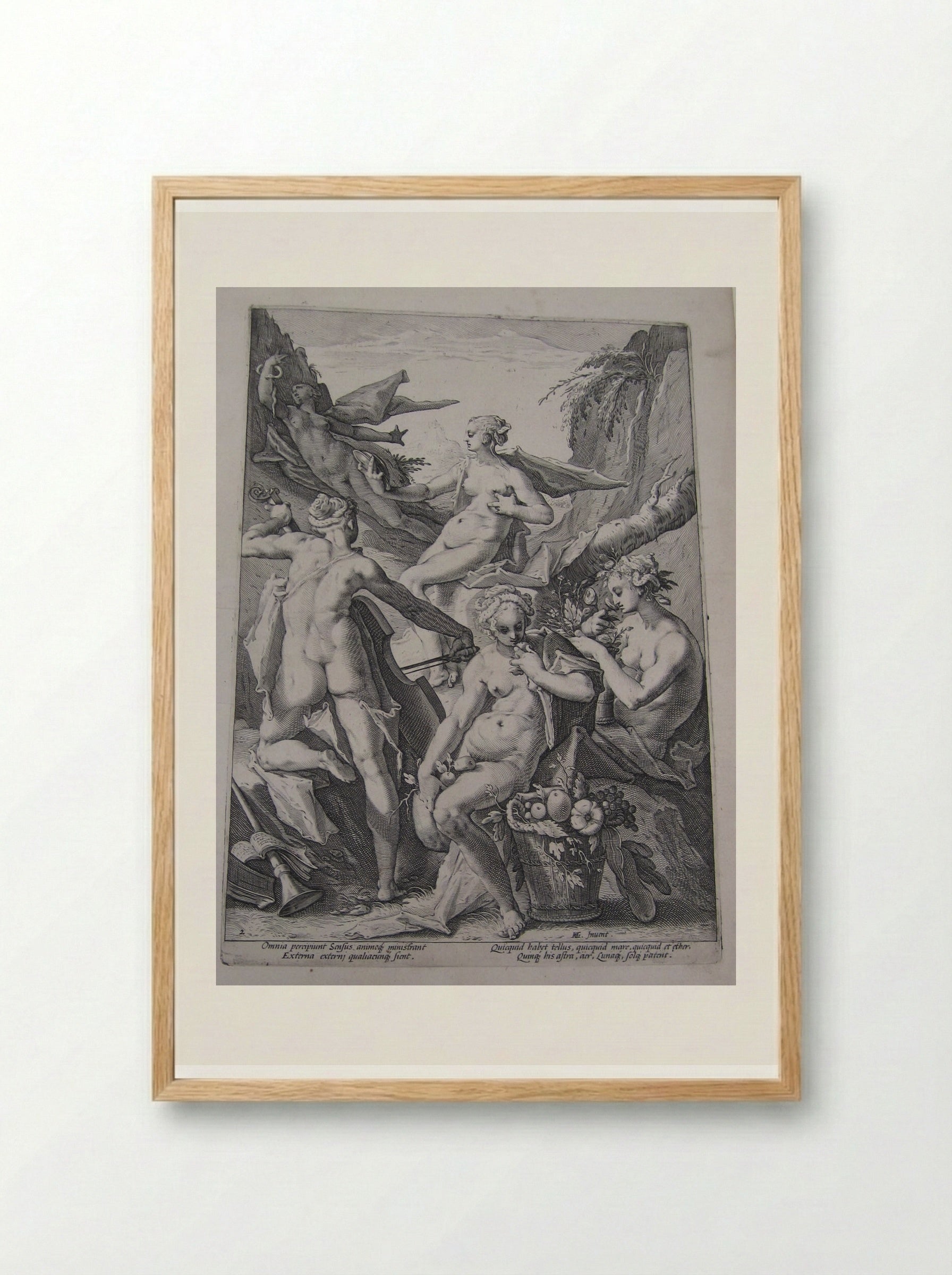 The Five Senses - Jacob Matham - Framed Print Wood