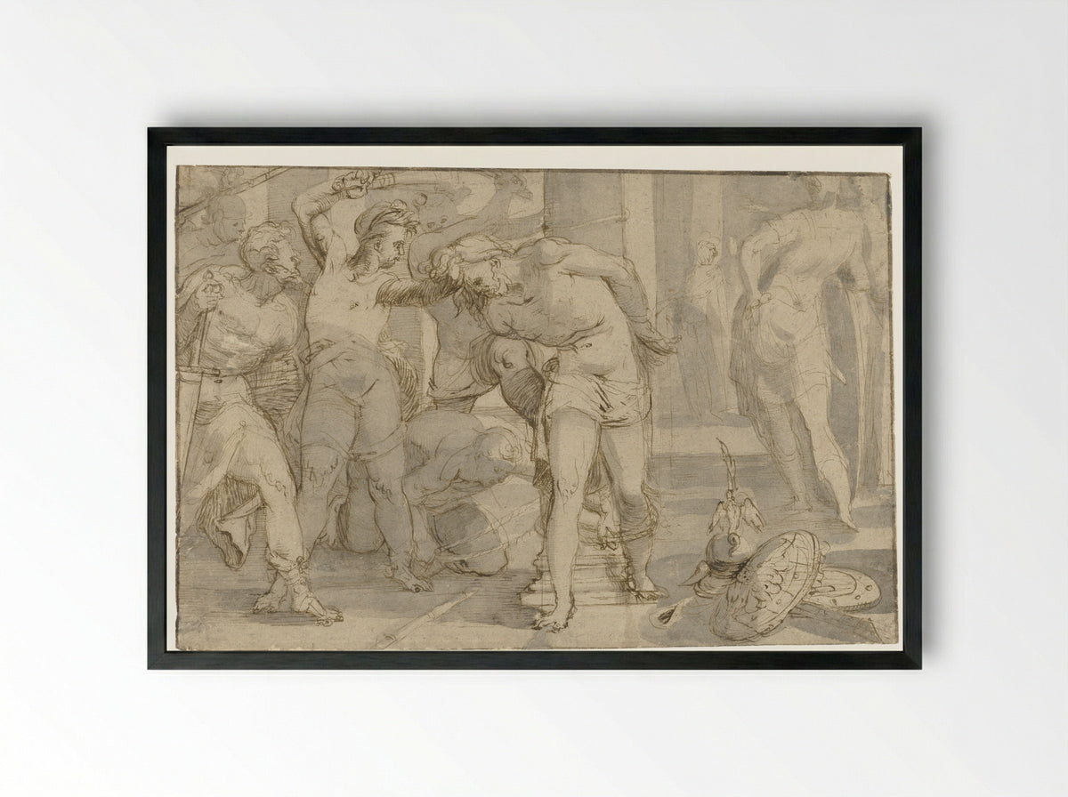 The Flagellation of Christ - Meester van de Egmont-Albums - Framed Print Black