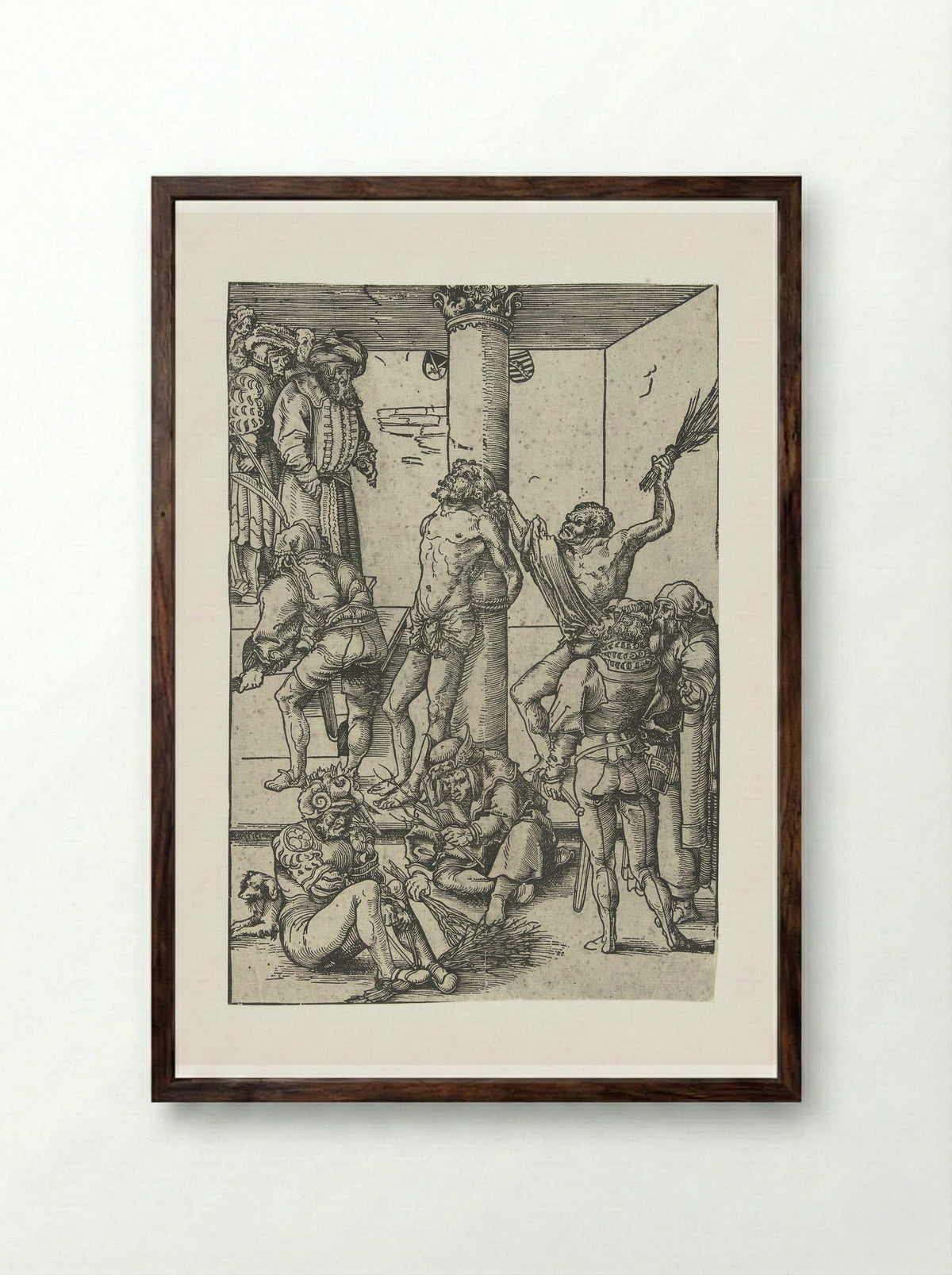 The Flagellation of Christ - Lucas Cranach the Elder - Framed Print Dark Wood