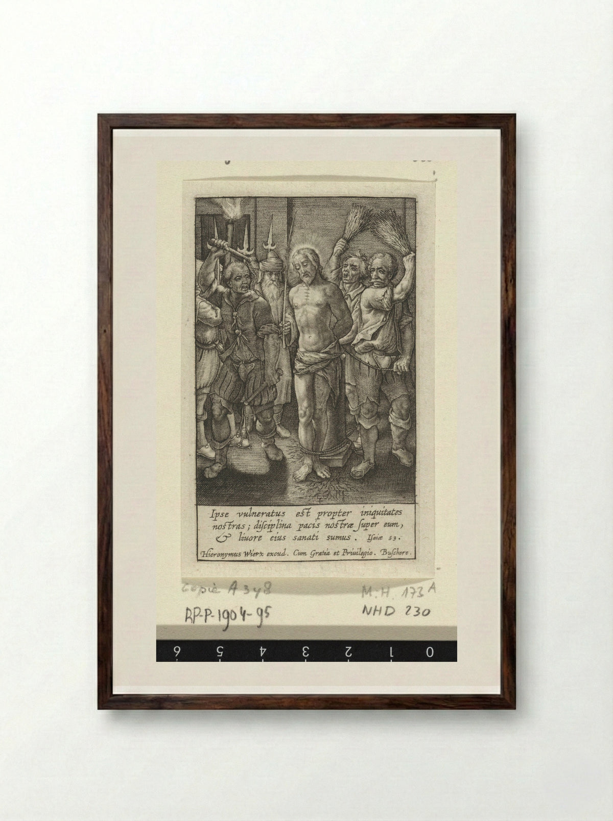 The Flagellation of Christ - Hieronymus Wierix - Framed Print Dark Wood