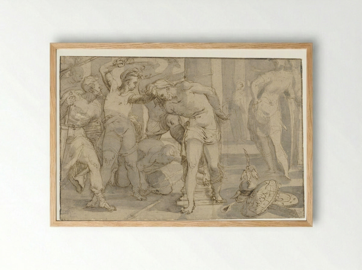 The Flagellation of Christ - Meester van de Egmont-Albums - Framed Print Wood