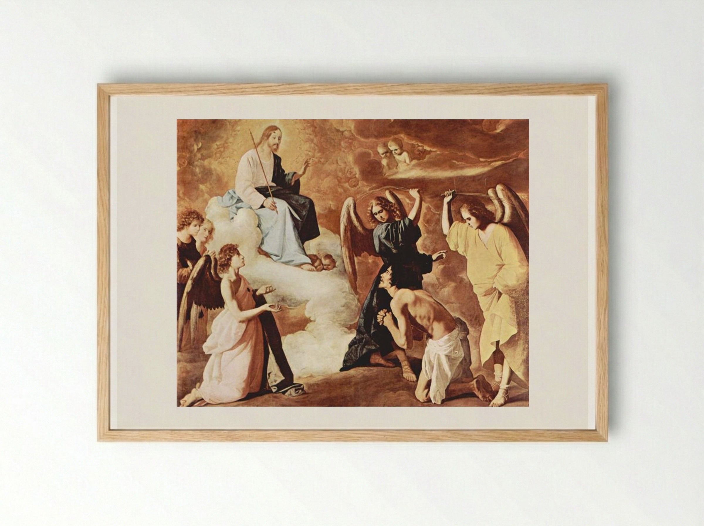 The Flagellation of St. Jerome by the Angels - Francisco de Zurbarán - Framed Print Wood