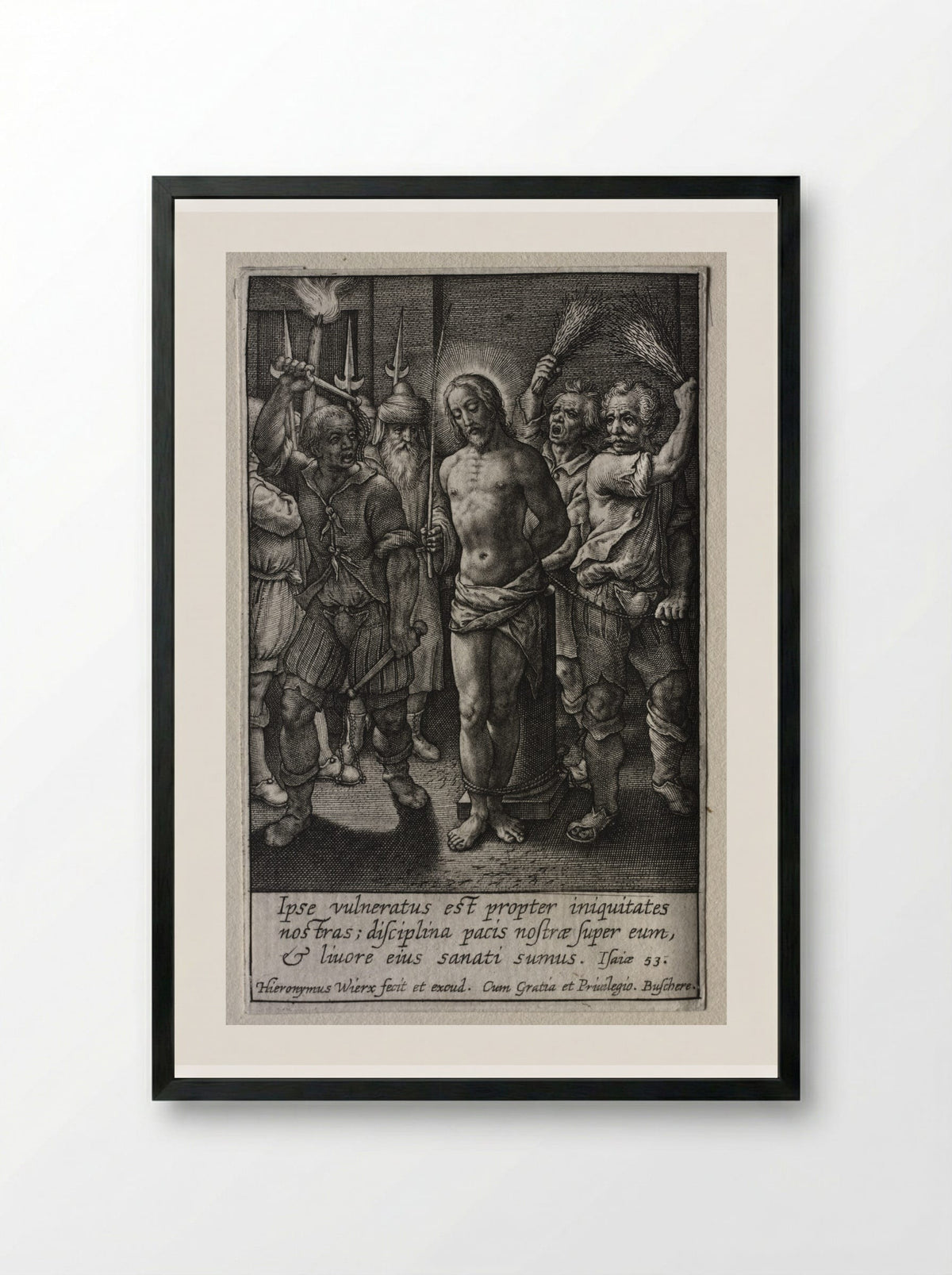 The Flagellation - Hieronymus Wierix - Framed Print Black