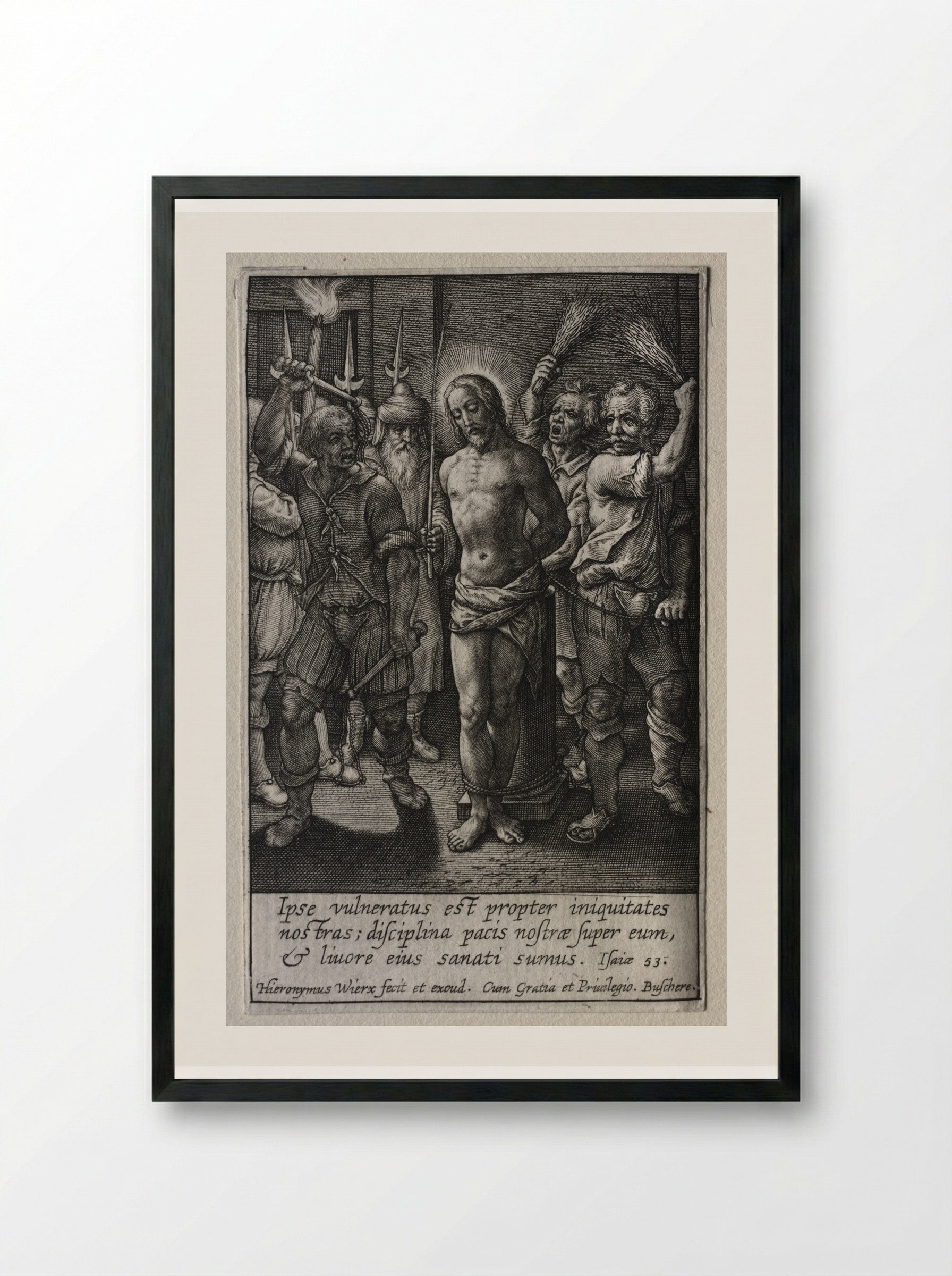 The Flagellation - Hieronymus Wierix - Framed Print Black